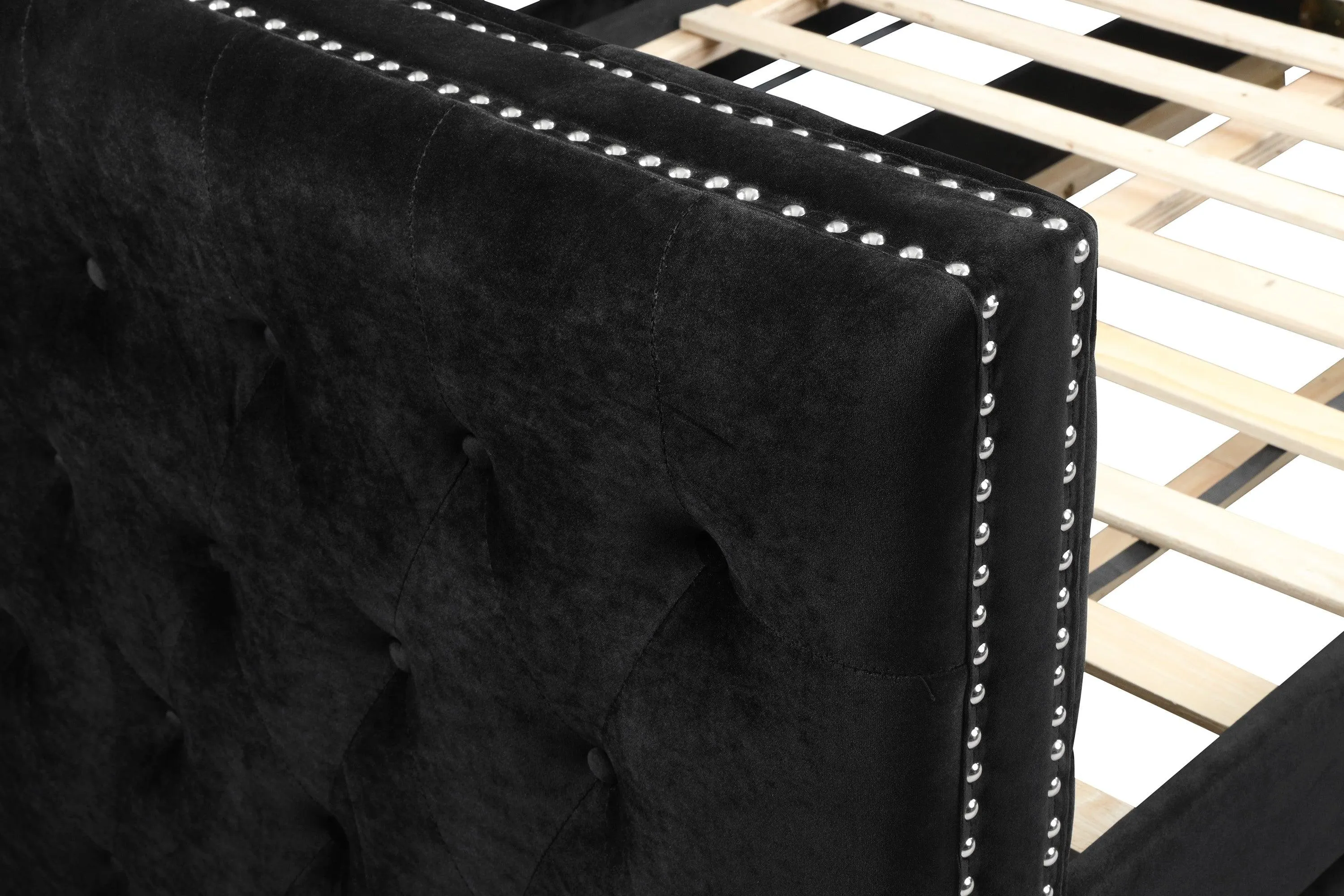 Trina Black Velvet Twin Daybed - Image 5