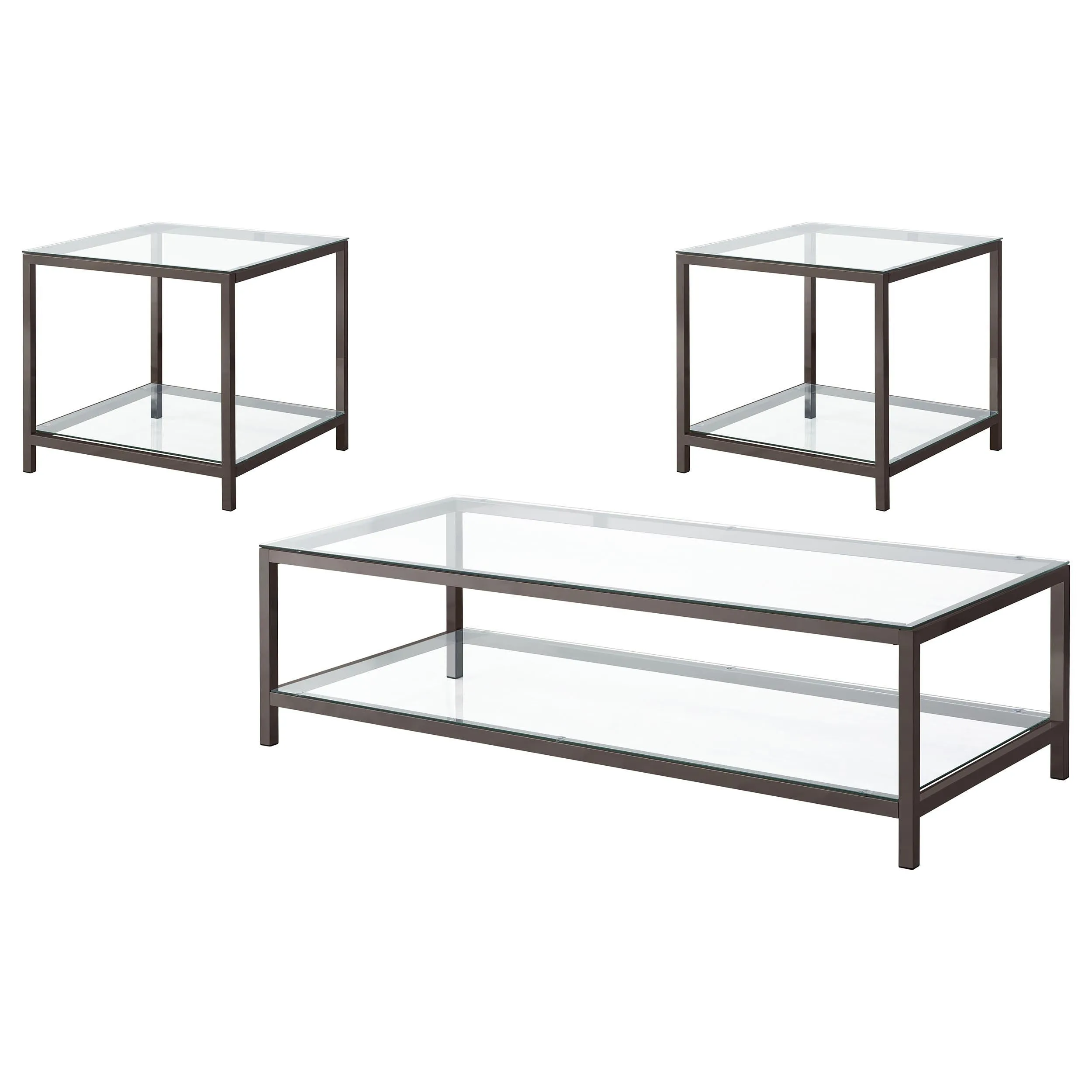 Trini Black Nickel 3-Piece Coffee and End Table Set - Image 2