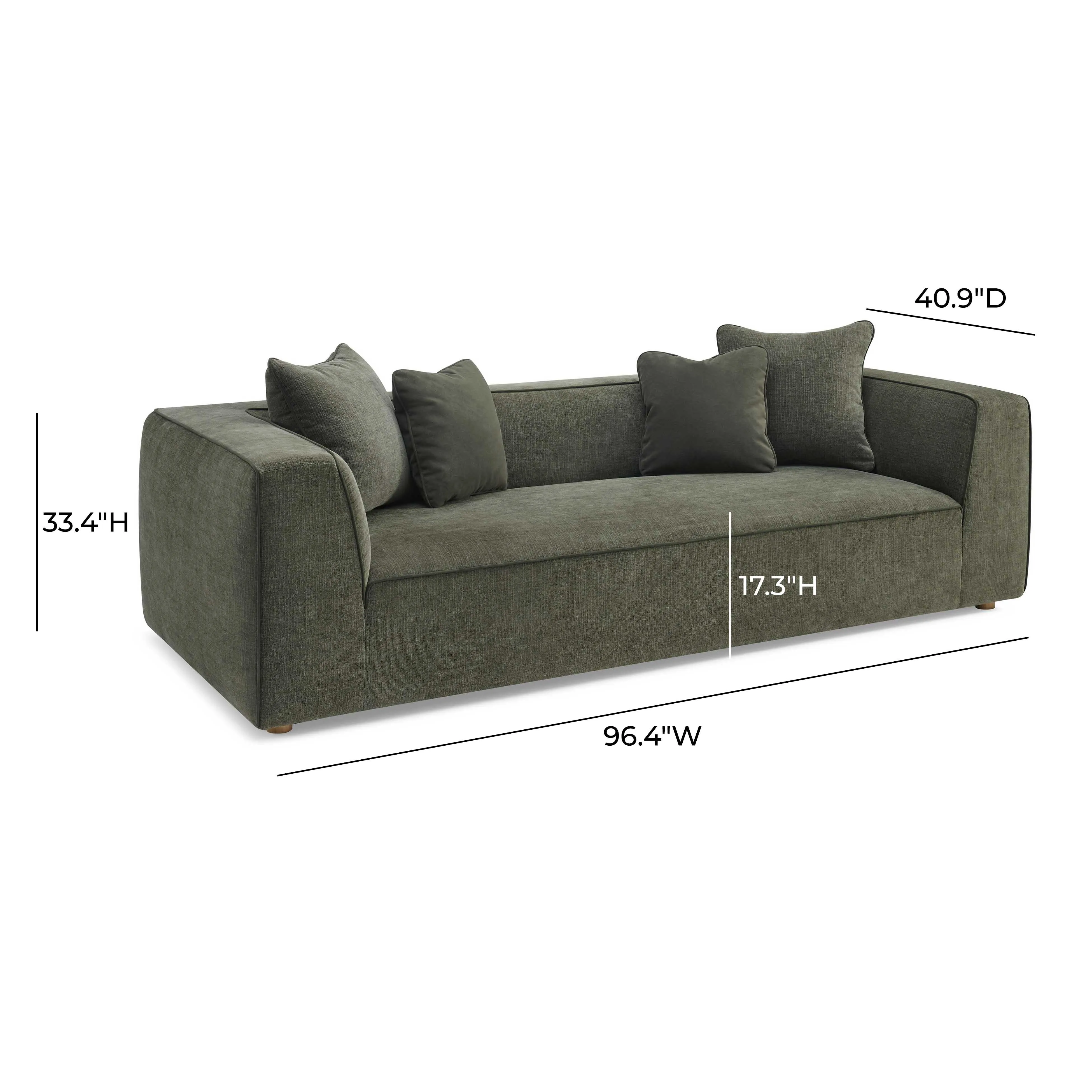 Tristine Olive Green Upcycled Basketweave Sofa - Image 5