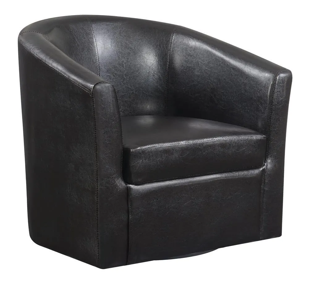 Turner Dark Brown Upholstery Sloped Arm Accent Swivel Chair - Image 2