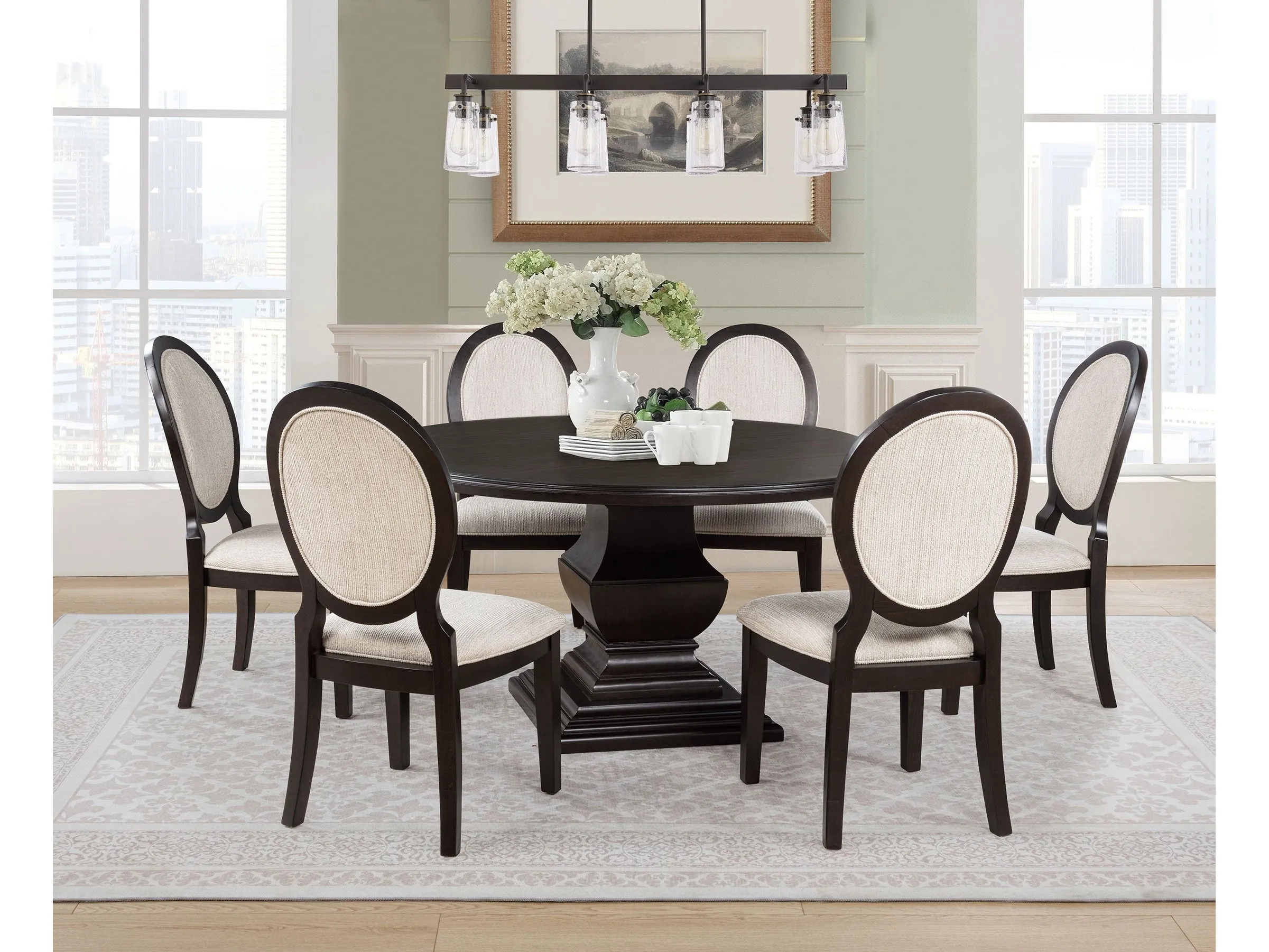 Twyla Dark Cocoa 7-piece Round Wood Dining Room Table Set