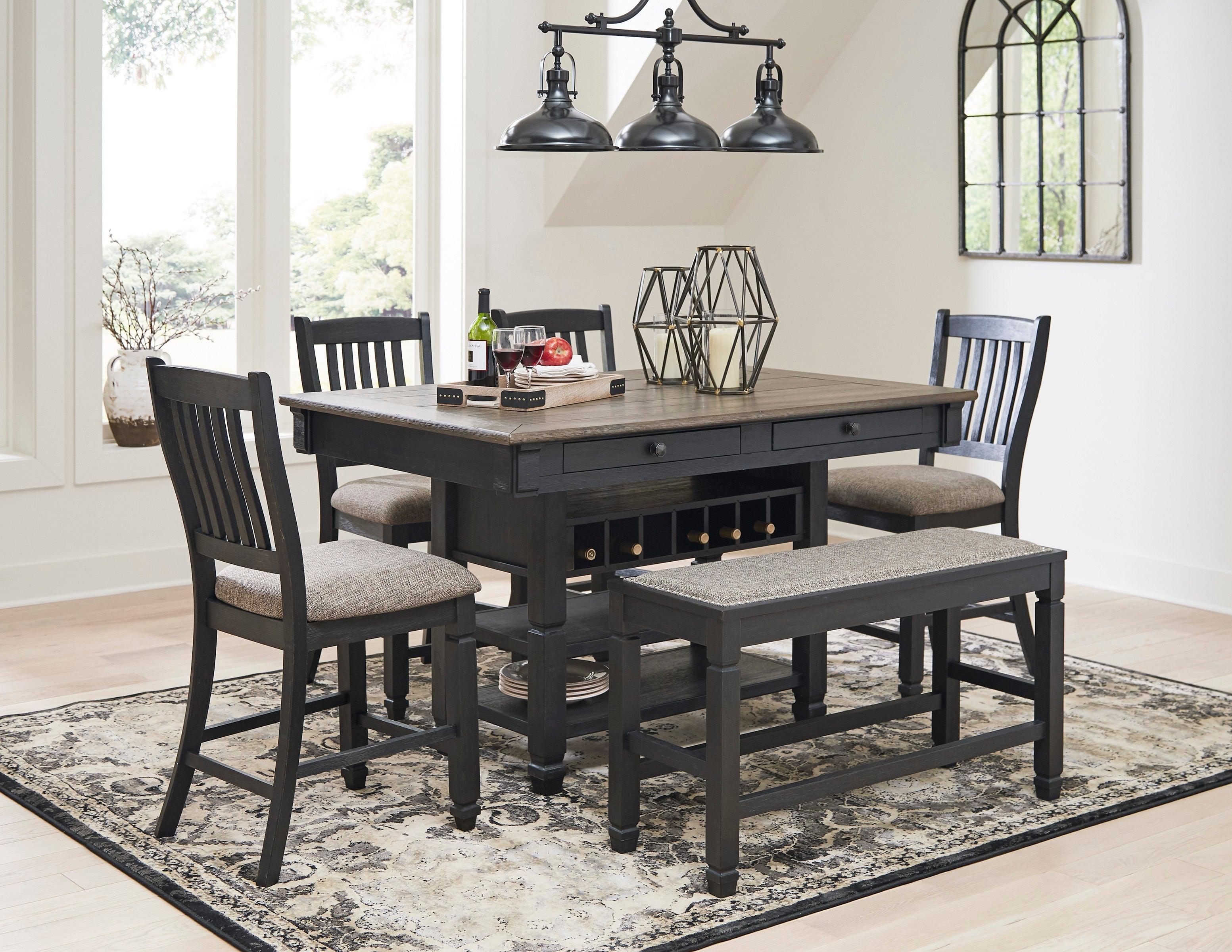 Tyler Creek Black and Gray Rectangular Counter Height Dining Room Set