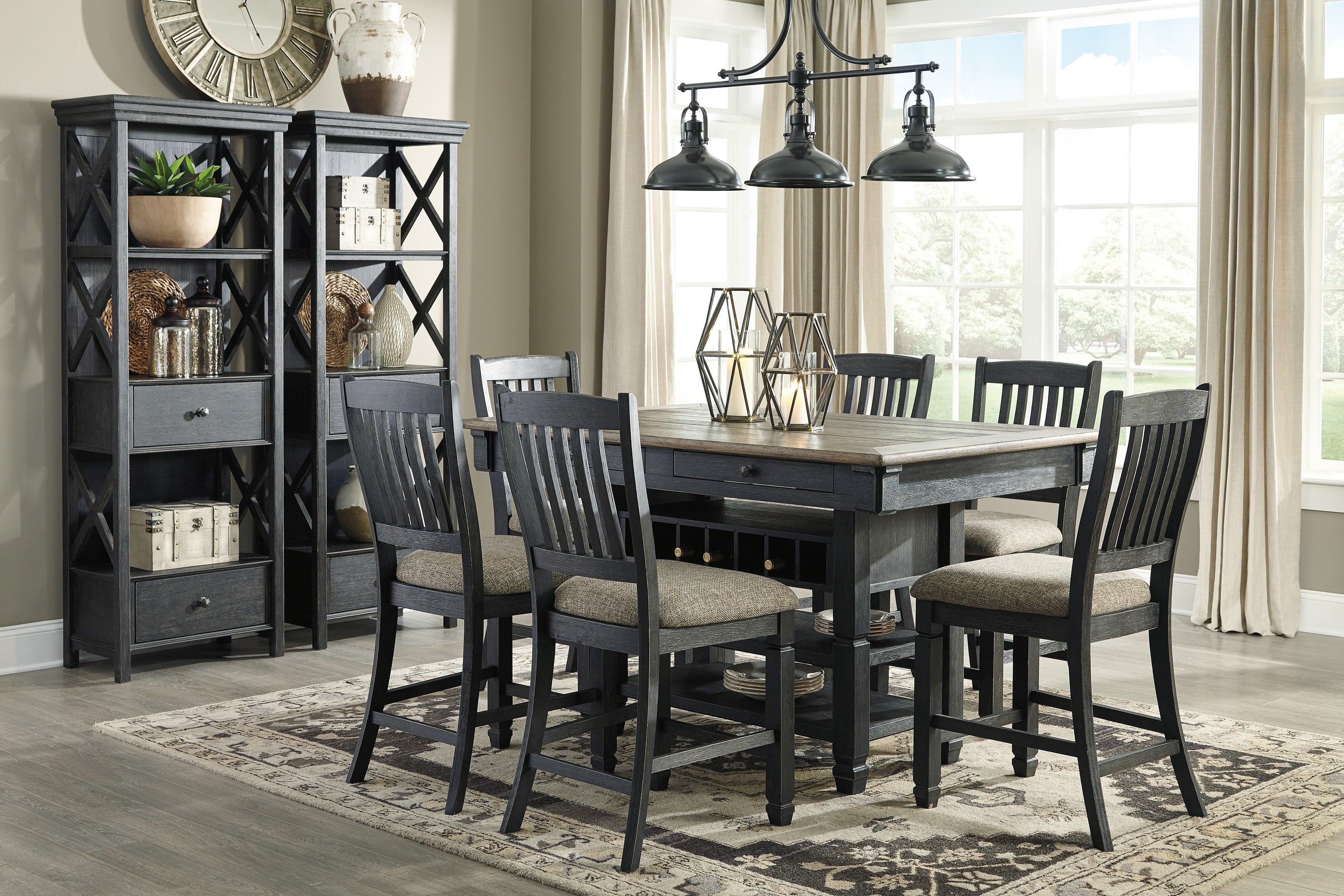 Tyler Creek Black and Gray Rectangular Counter Height Dining Room Set - Image 2