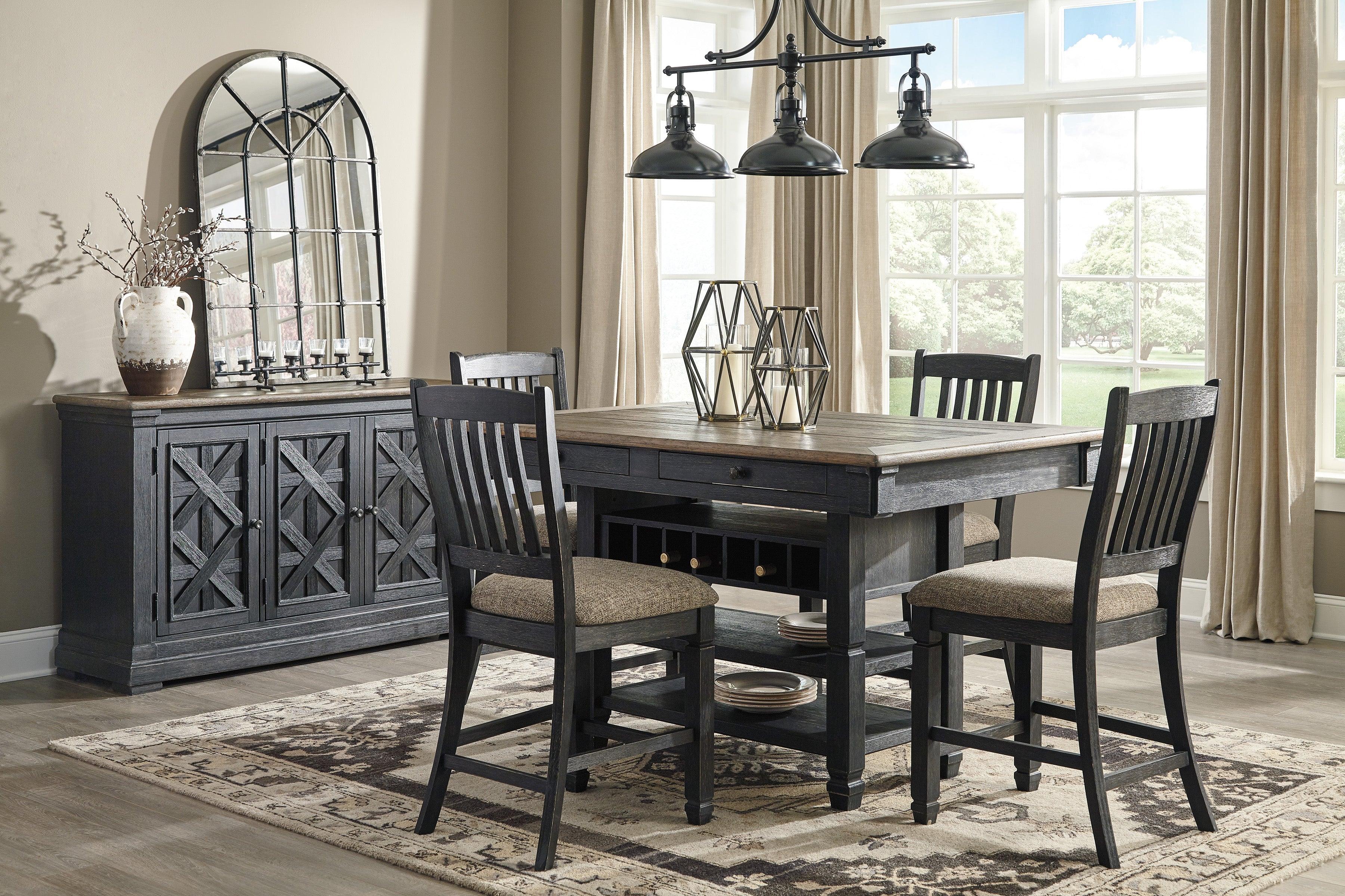 Tyler Creek Black and Gray Rectangular Counter Height Dining Room Set - Image 3