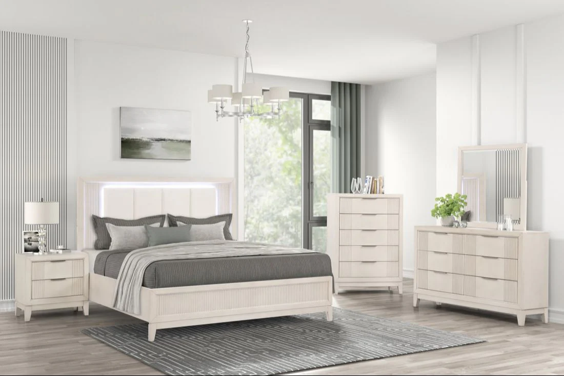 Uptown Beige/Cream LED Bedroom Set