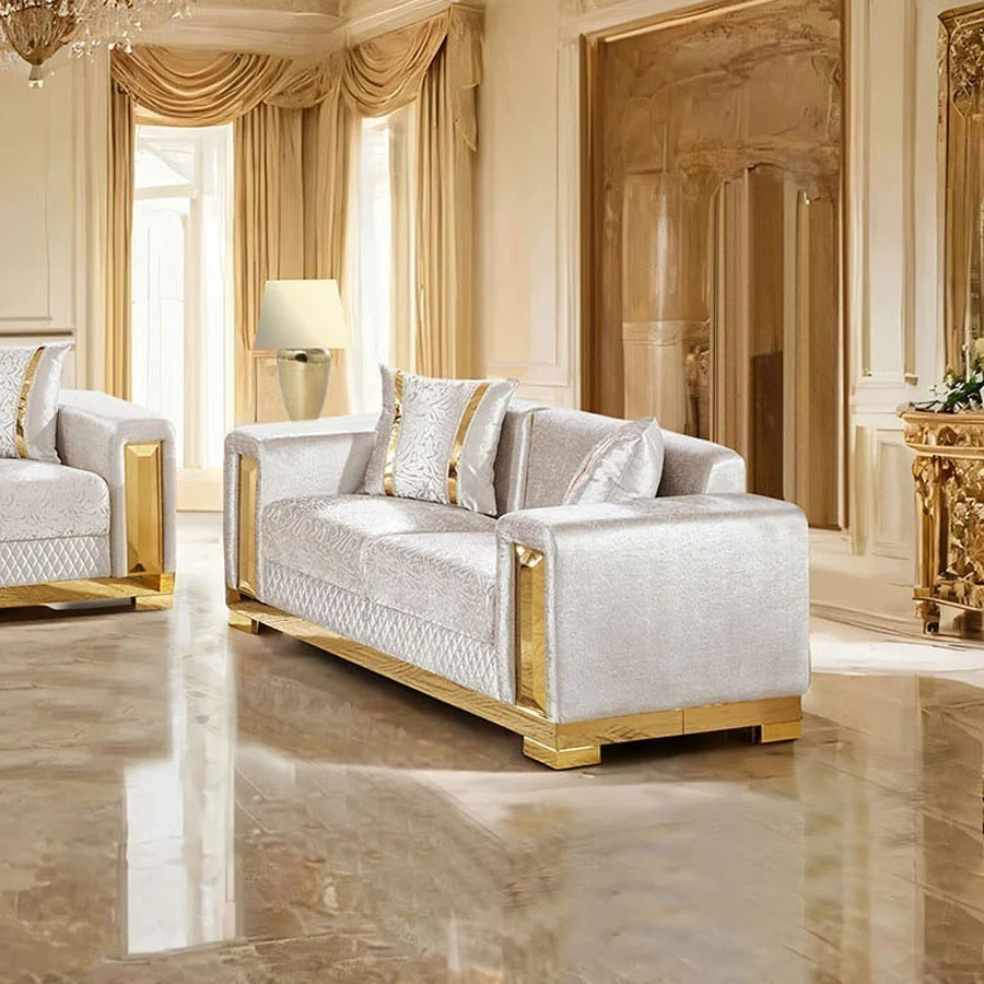 Valdosta Beige/Gold Sofa & Loveseat - Image 3