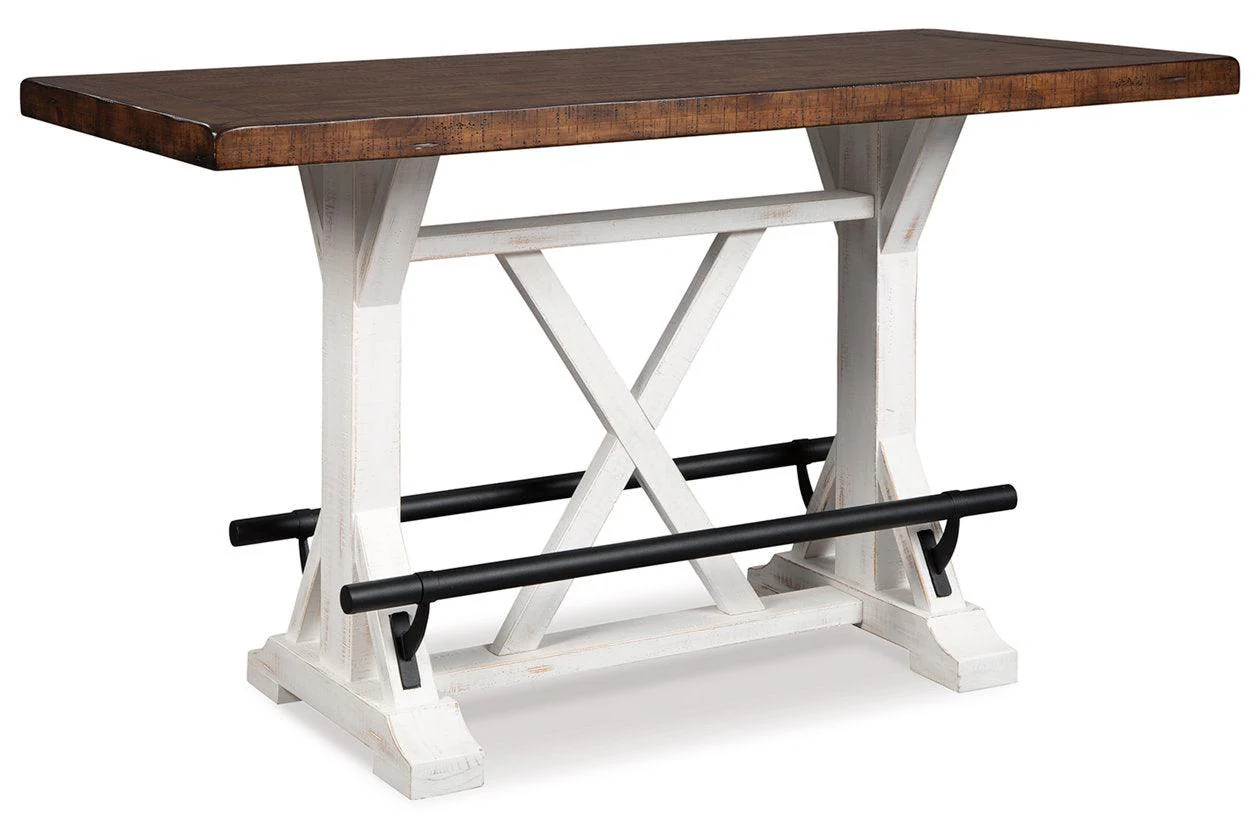 Valebeck Counter Height Dining Room Set In White and Brown - Image 2