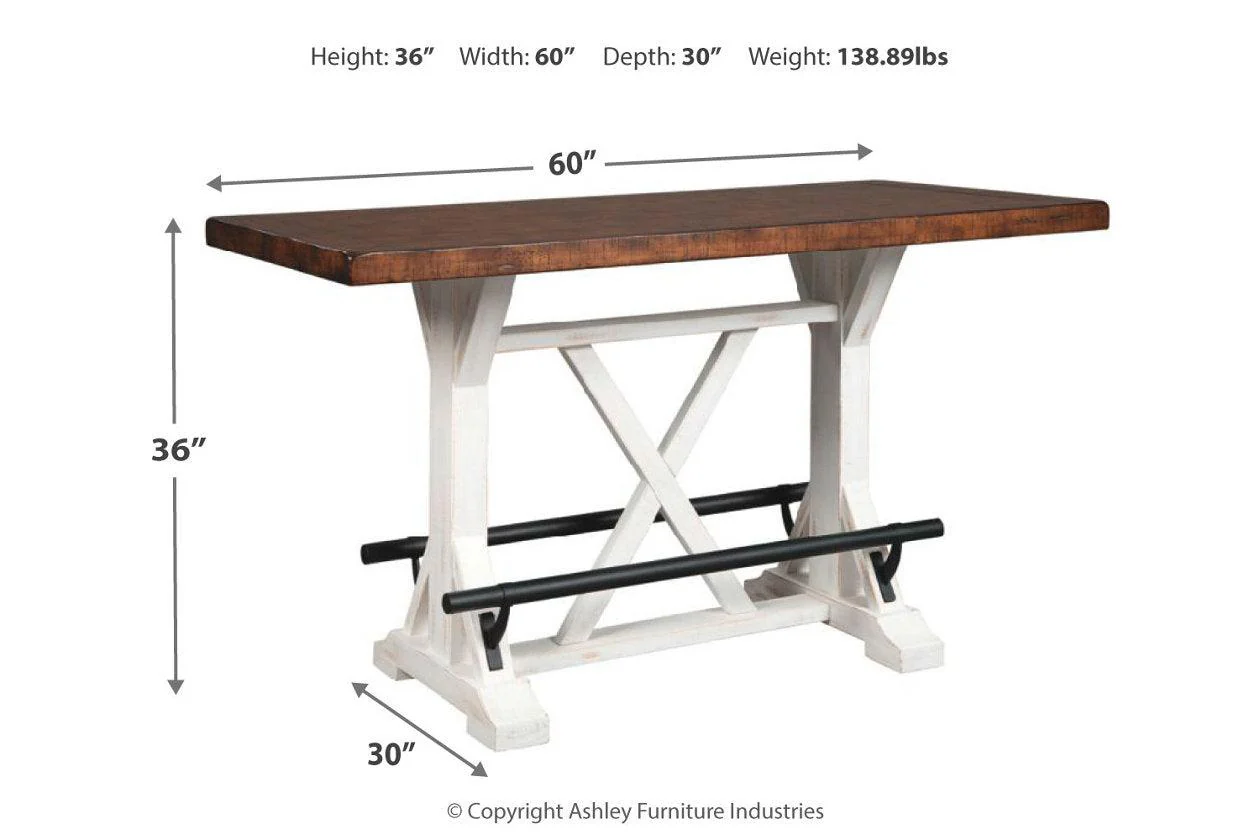 Valebeck White/Brown Counter Height Dining Table - Image 3