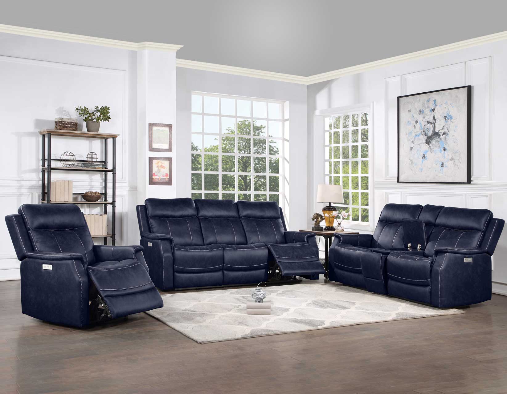 Valencia Ocean Blue 3-Piece Dual Power Reclining Set