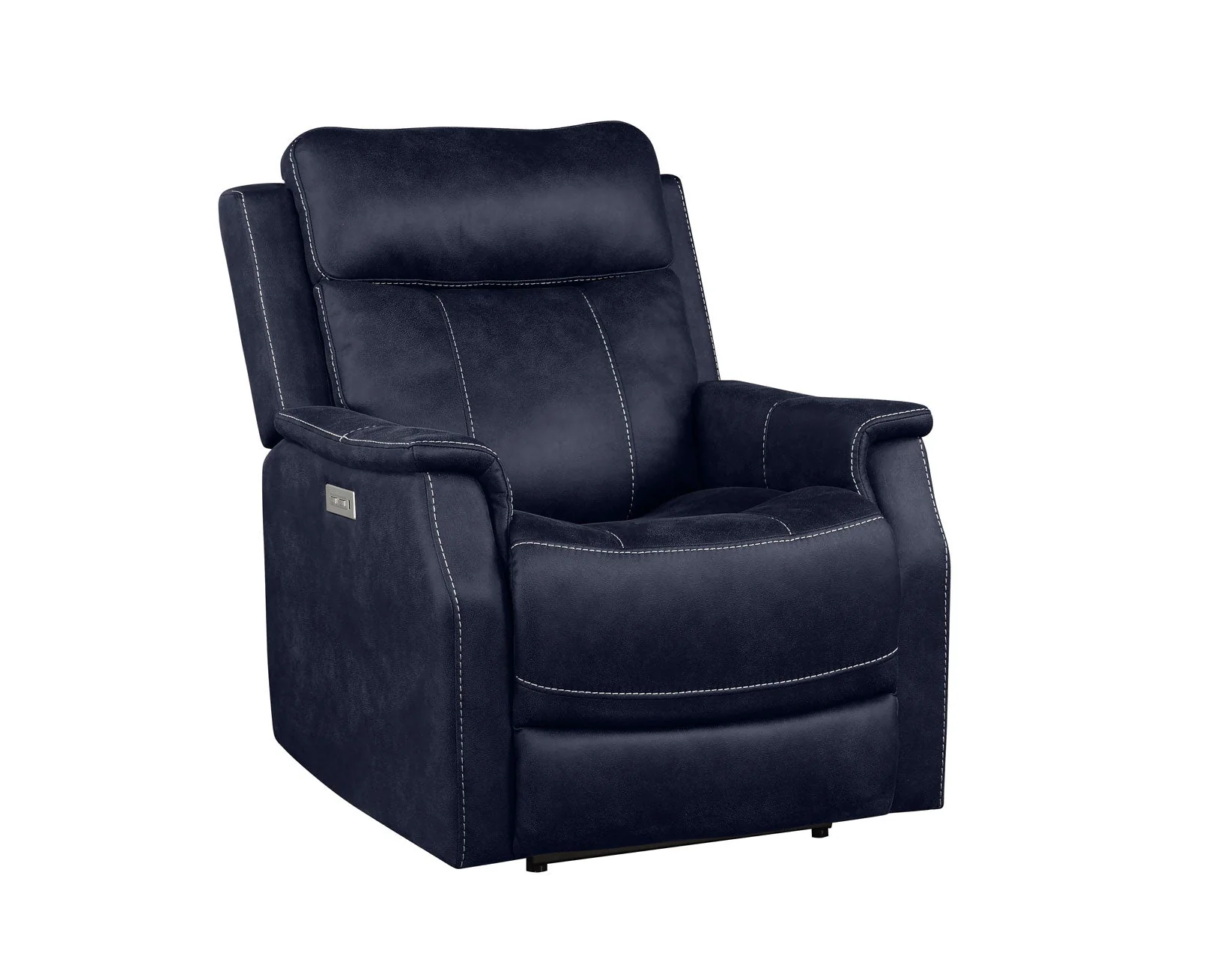 Valencia Ocean Blue Dual Power Leatherette Recliner - Image 4