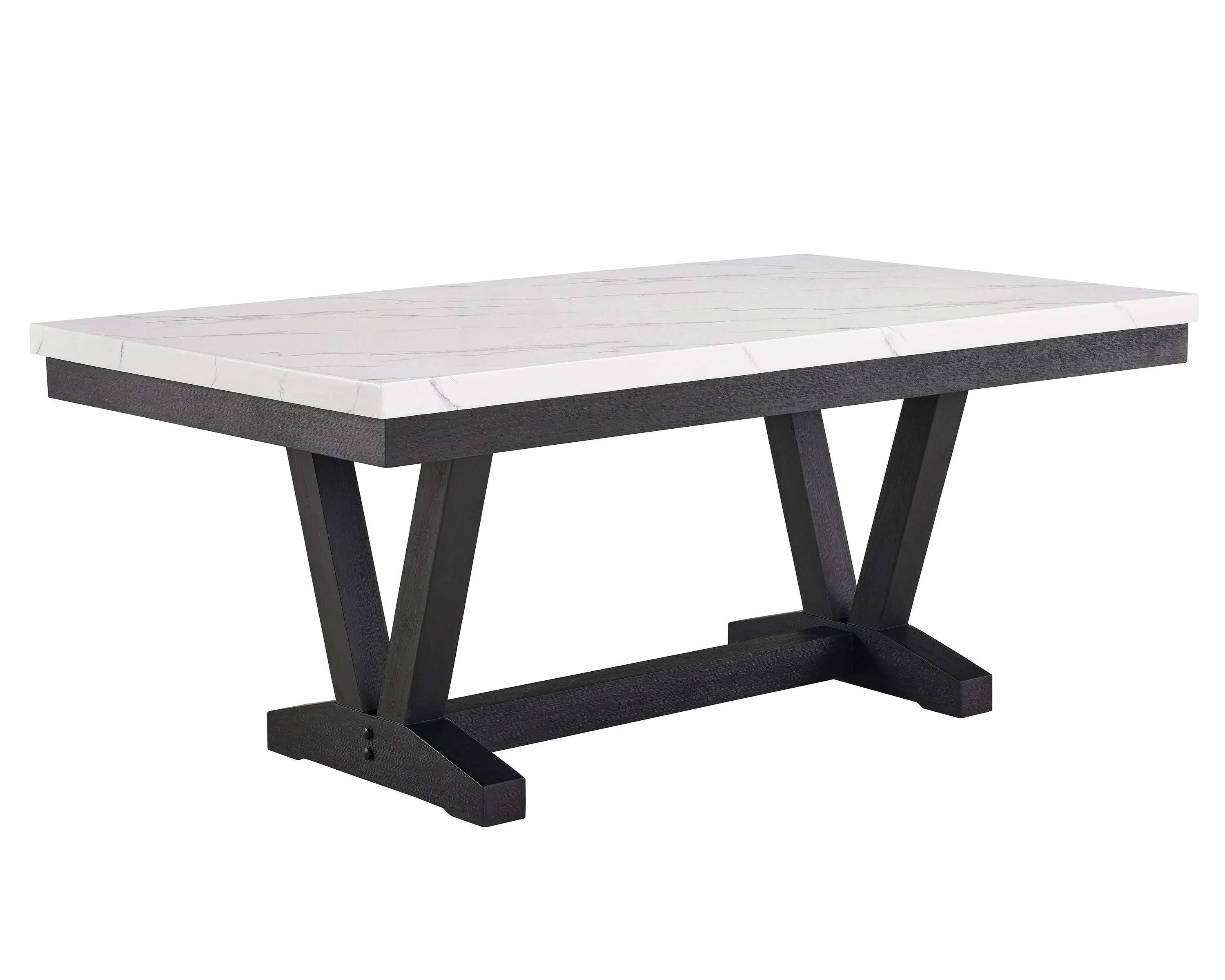 Vance White and Black Faux Marble Dining Table