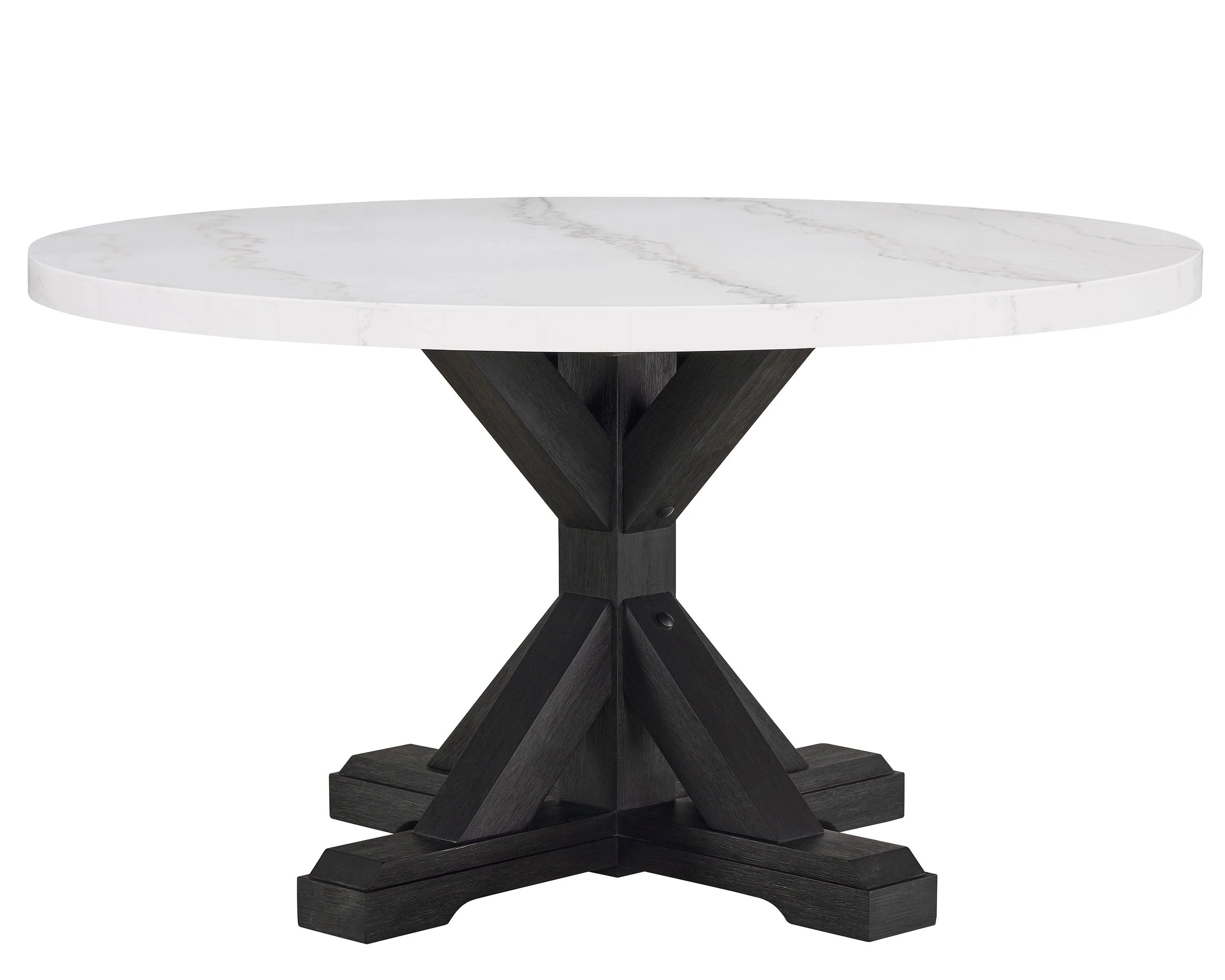 Varley White and Black Genuine Marble Round Dining Table