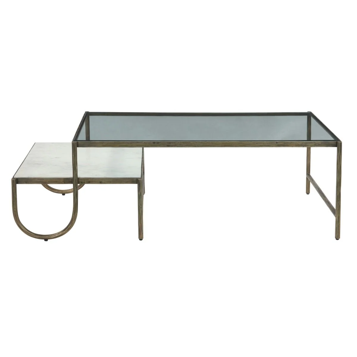 Venice 52" Nesting Coffee Table with Glass and Marble Top - Image 2