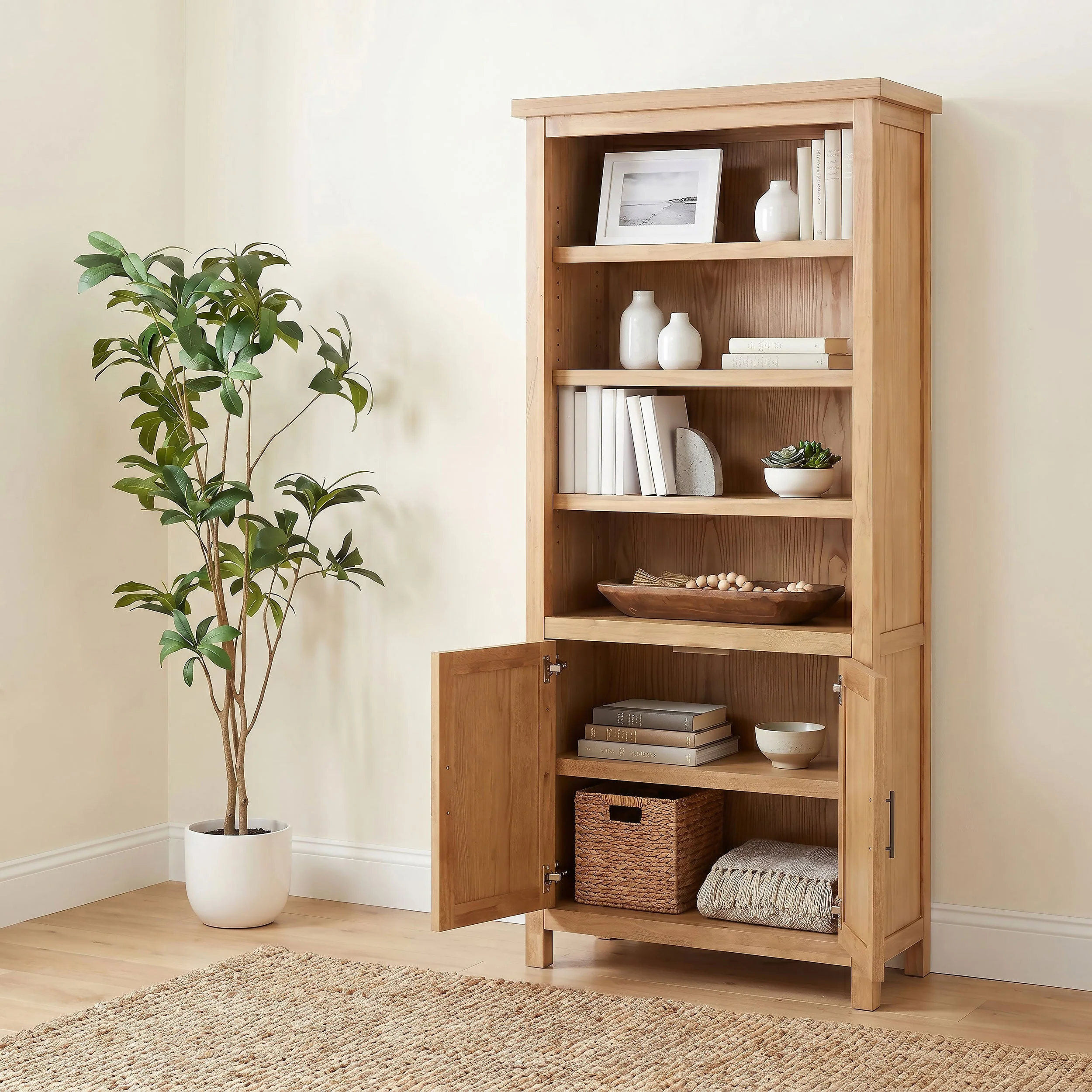 Vermes Light Ash 72-inch 2-door Home Office Cabinet Bookcase - Image 2