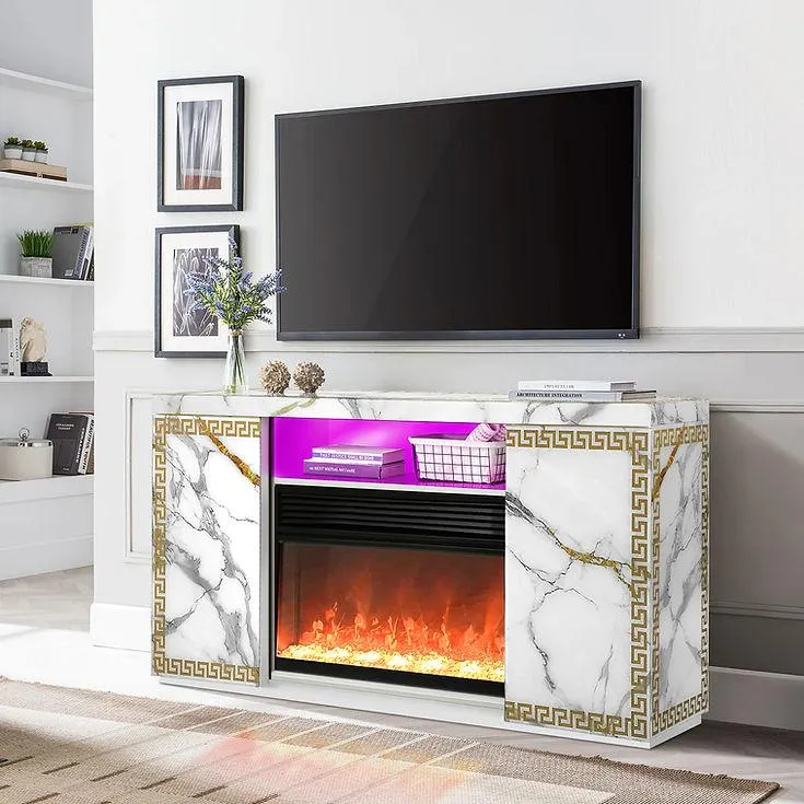 Versa White TV Stand with Fireplace - Image 3