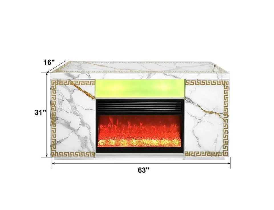 Versa White TV Stand with Fireplace - Image 5