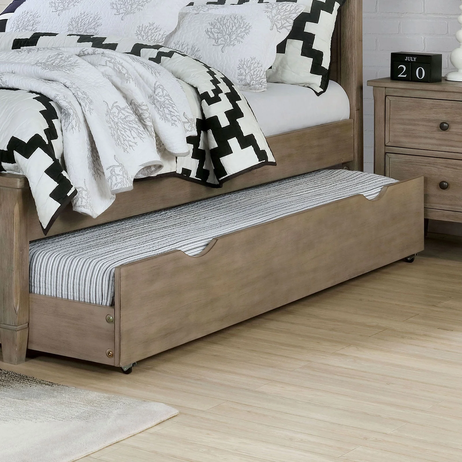 Vevey Wire-Brushed Warm Gray Twin Bed - Image 2