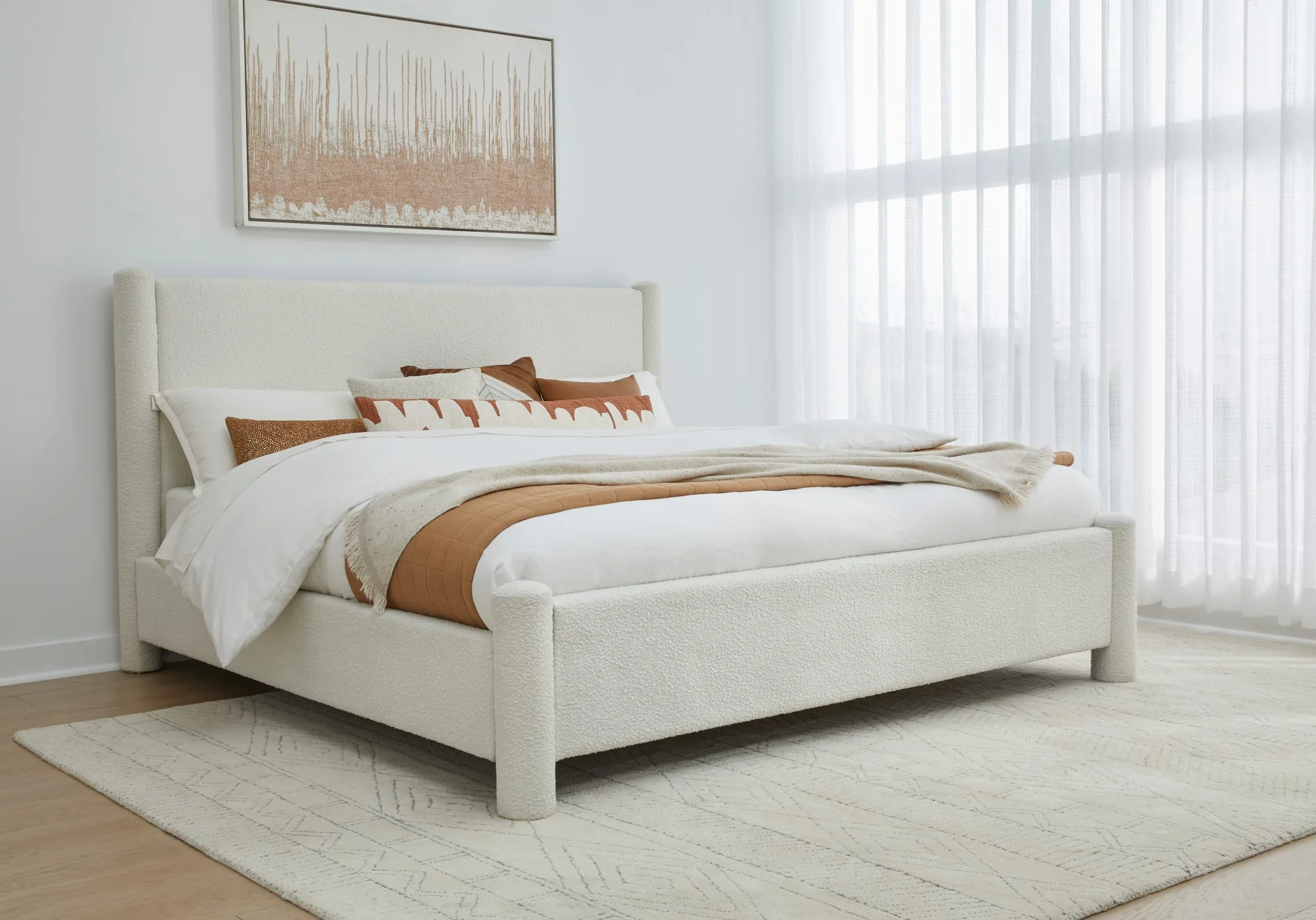 Virgil Burke Cottage Cheese California King Upholstered Platform Bed - Image 3