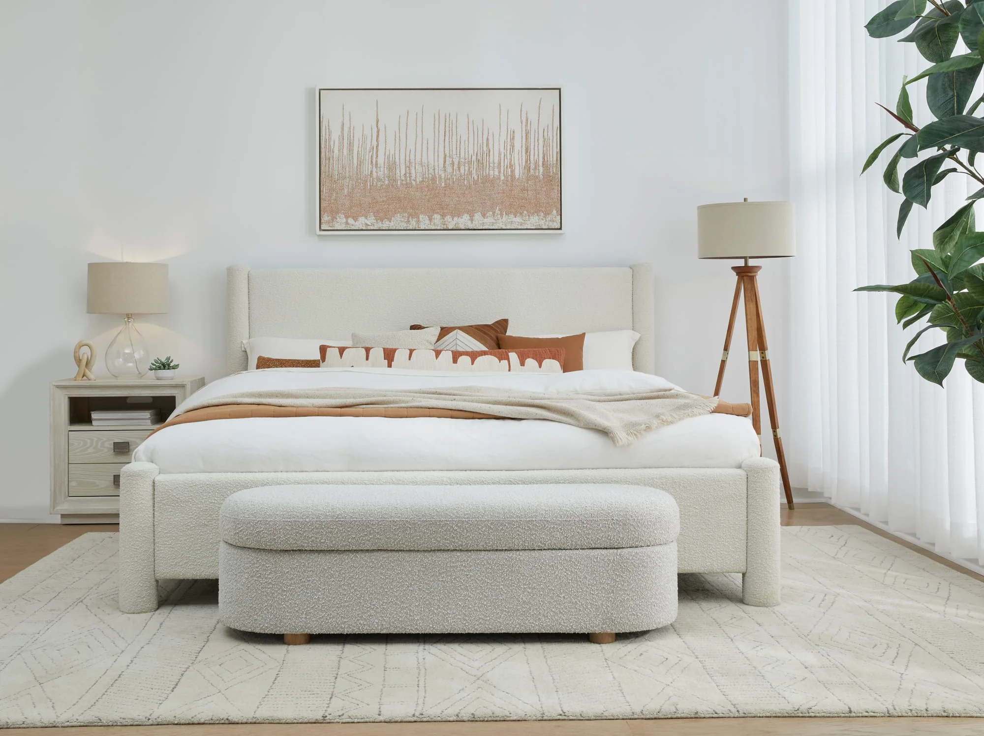 Virgil Burke Cottage Cheese King Upholstered Platform Bed - Image 2