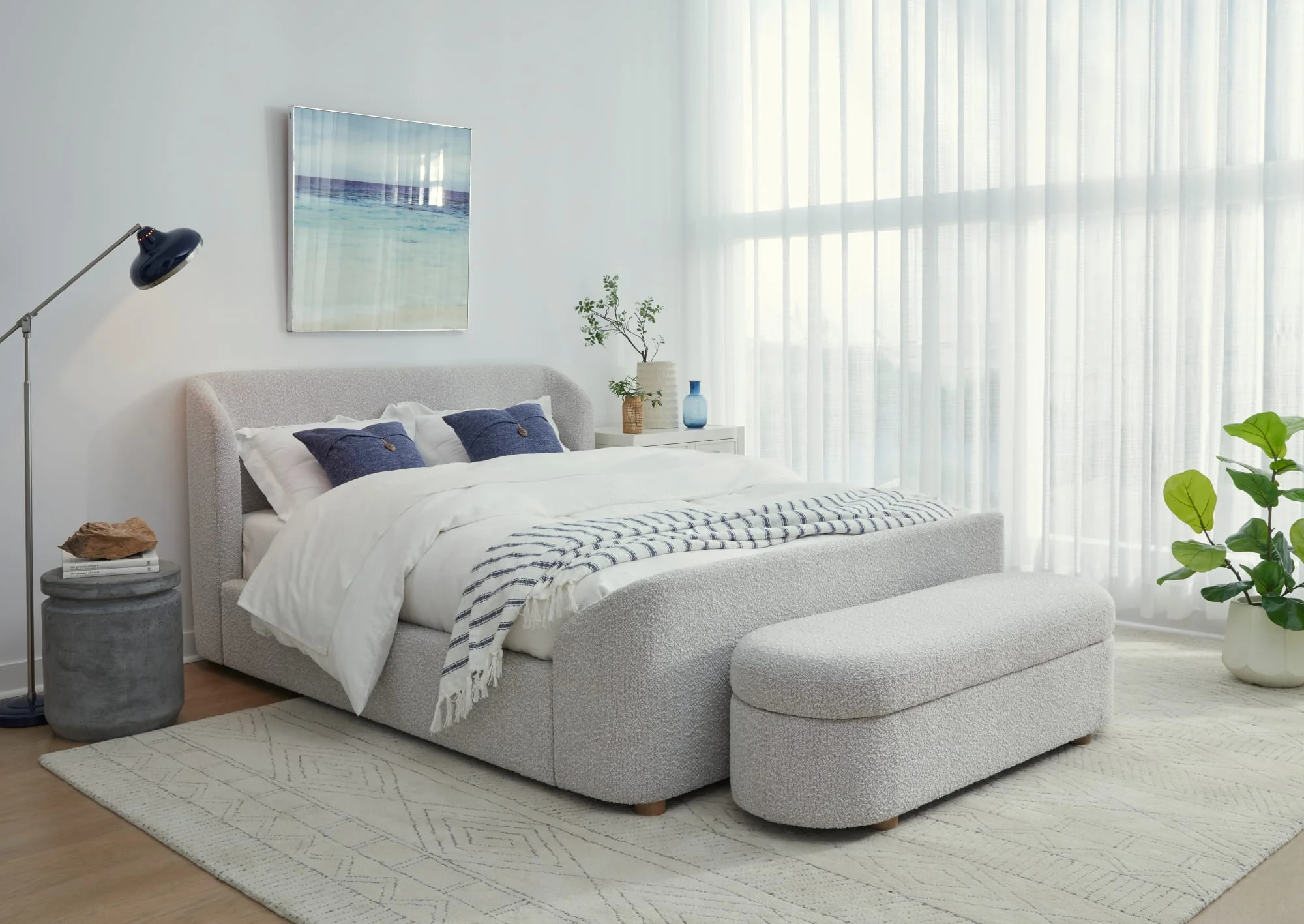 Virgil Kiki Cotton Ball California King Upholstered Platform Bed - Image 2