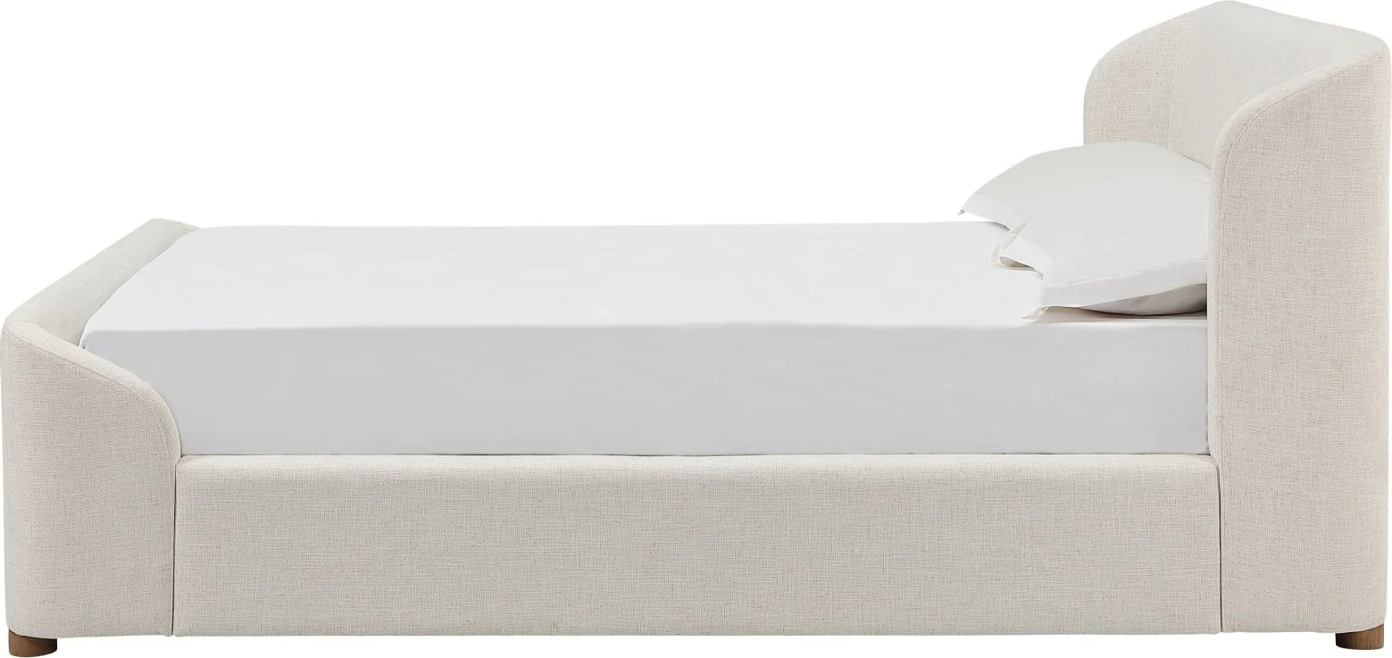 Virgil Kiki Whipped Honey Full Upholstered Platform Bed - Image 4