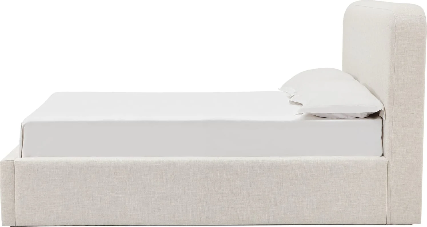 Virgil Off-White Whipped Honey Queen Upholstered Platform Bed - Image 4
