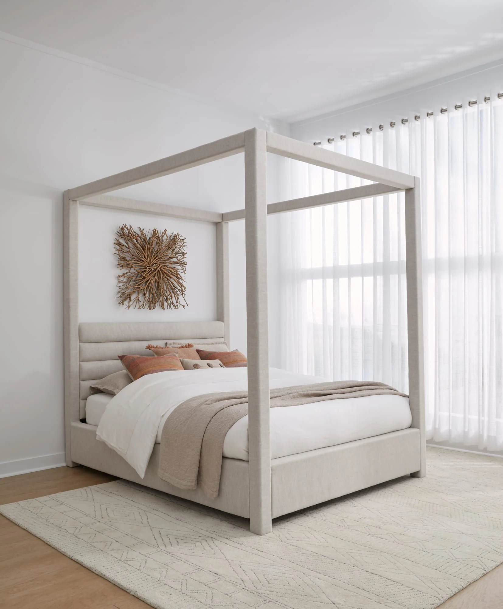 Virgil Rockford Turtle Dove California King Upholstered Canopy Bed - Image 4