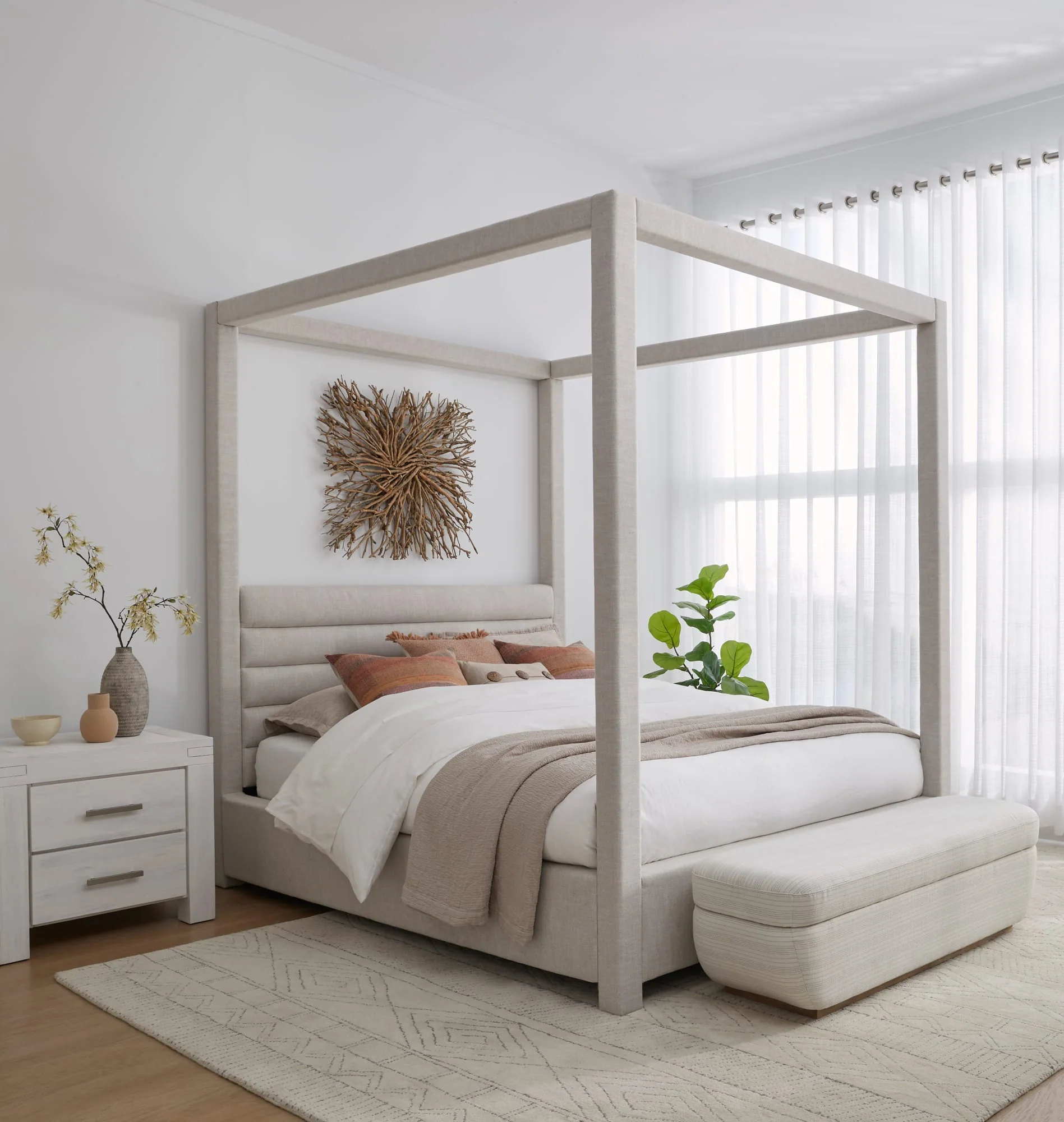Virgil Rockford Turtle Dove Full Upholstered Canopy Bed - Image 2
