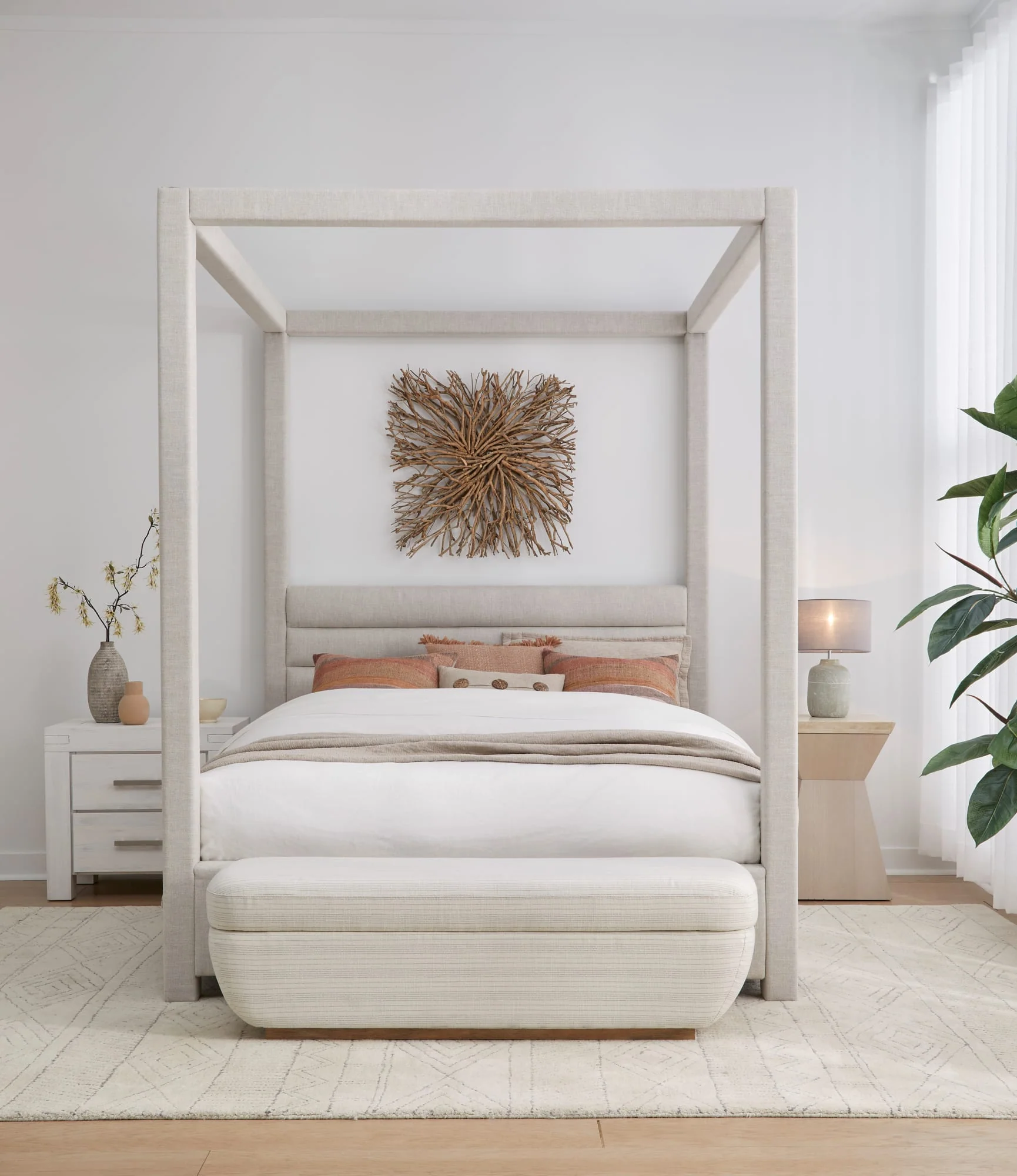 Virgil Rockford Turtle Dove King Upholstered Canopy Bed - Image 3