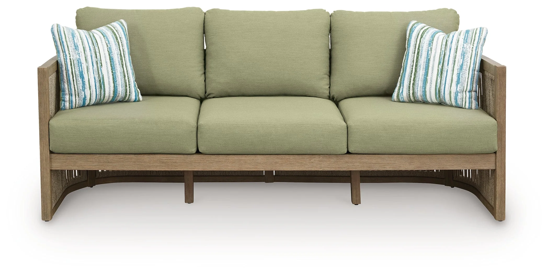 Vision Lane Beige/Green Outdoor Sofa with Cushion - Image 3