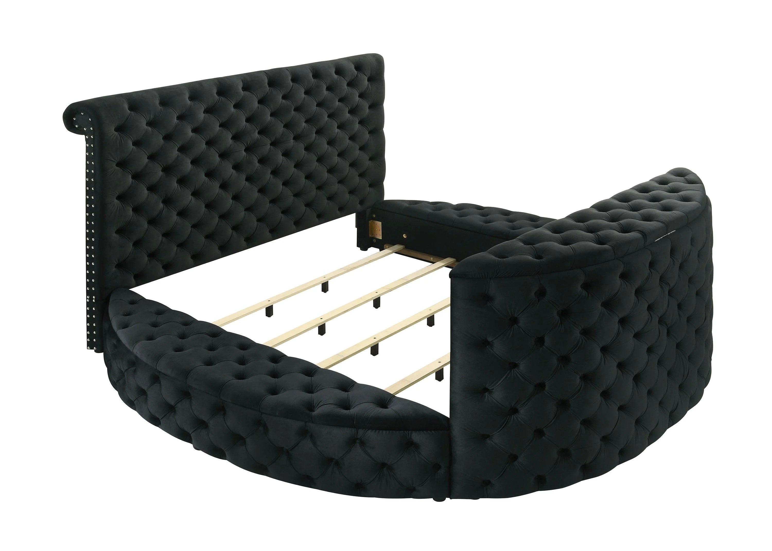 Voltare Black Queen Upholstered Fireplace Bed with TV Lift - Image 4