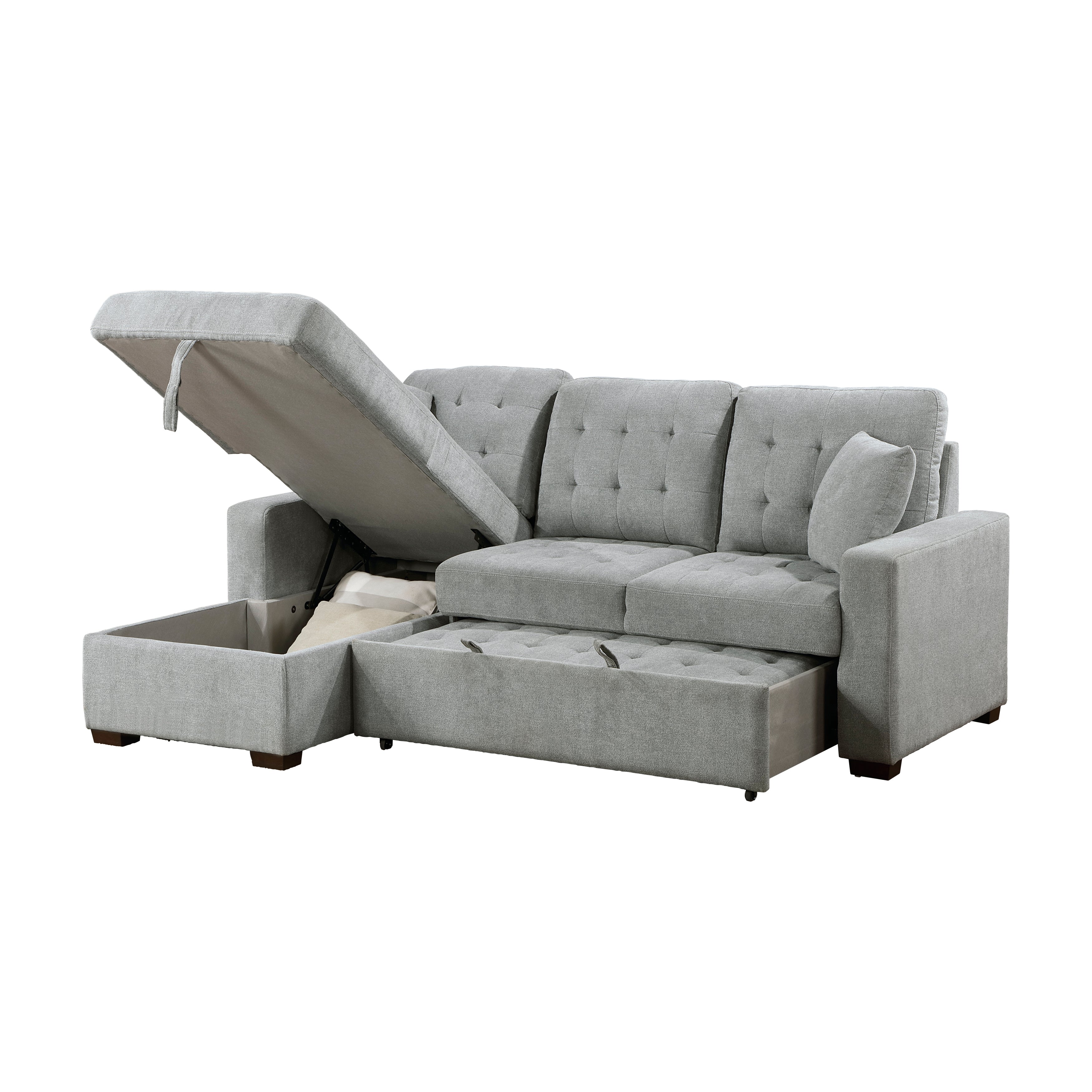 Waitsfield Gray 2-Piece Sectional with Left Chaise, Pull-out Bed and Hidden Storage - Image 7