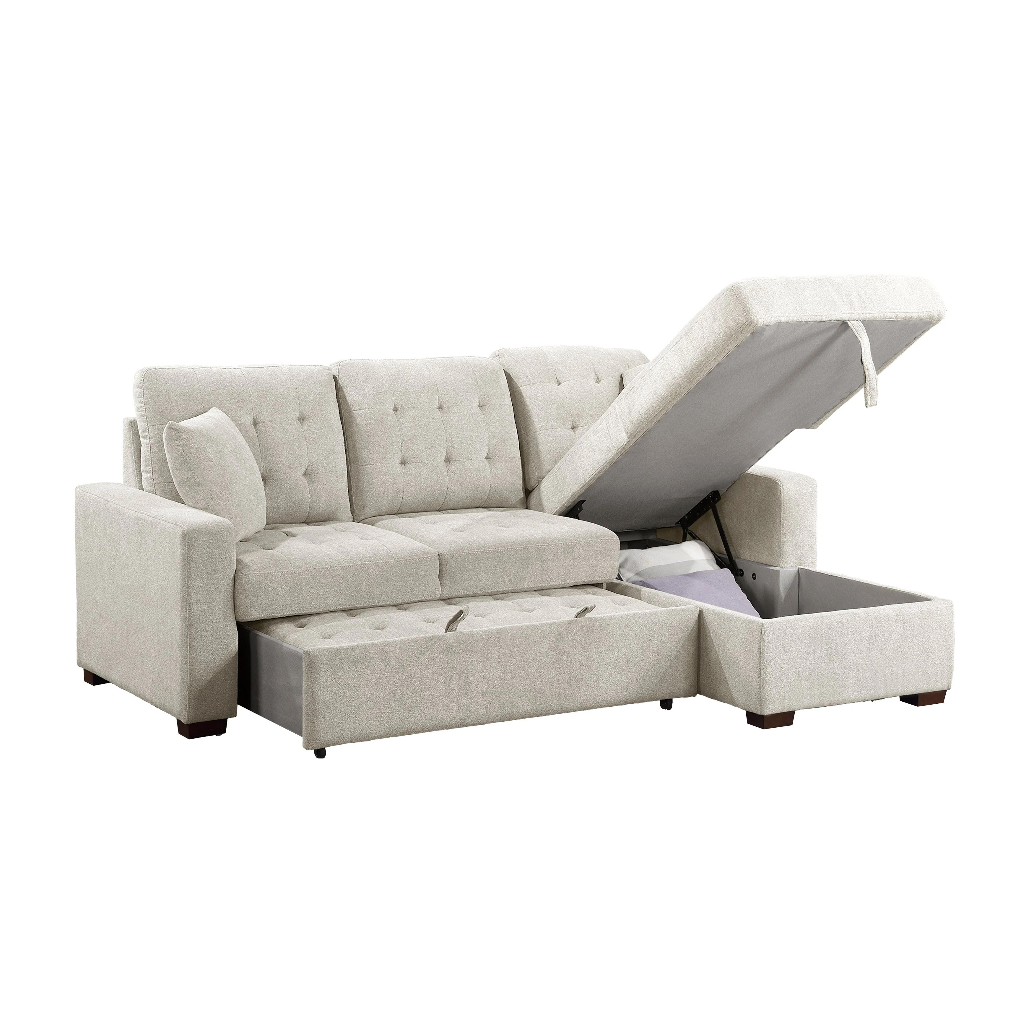 Waitsfield Sand 2-Piece Sectional with Right Chaise, Pull-out Bed and Hidden Storage - Image 8