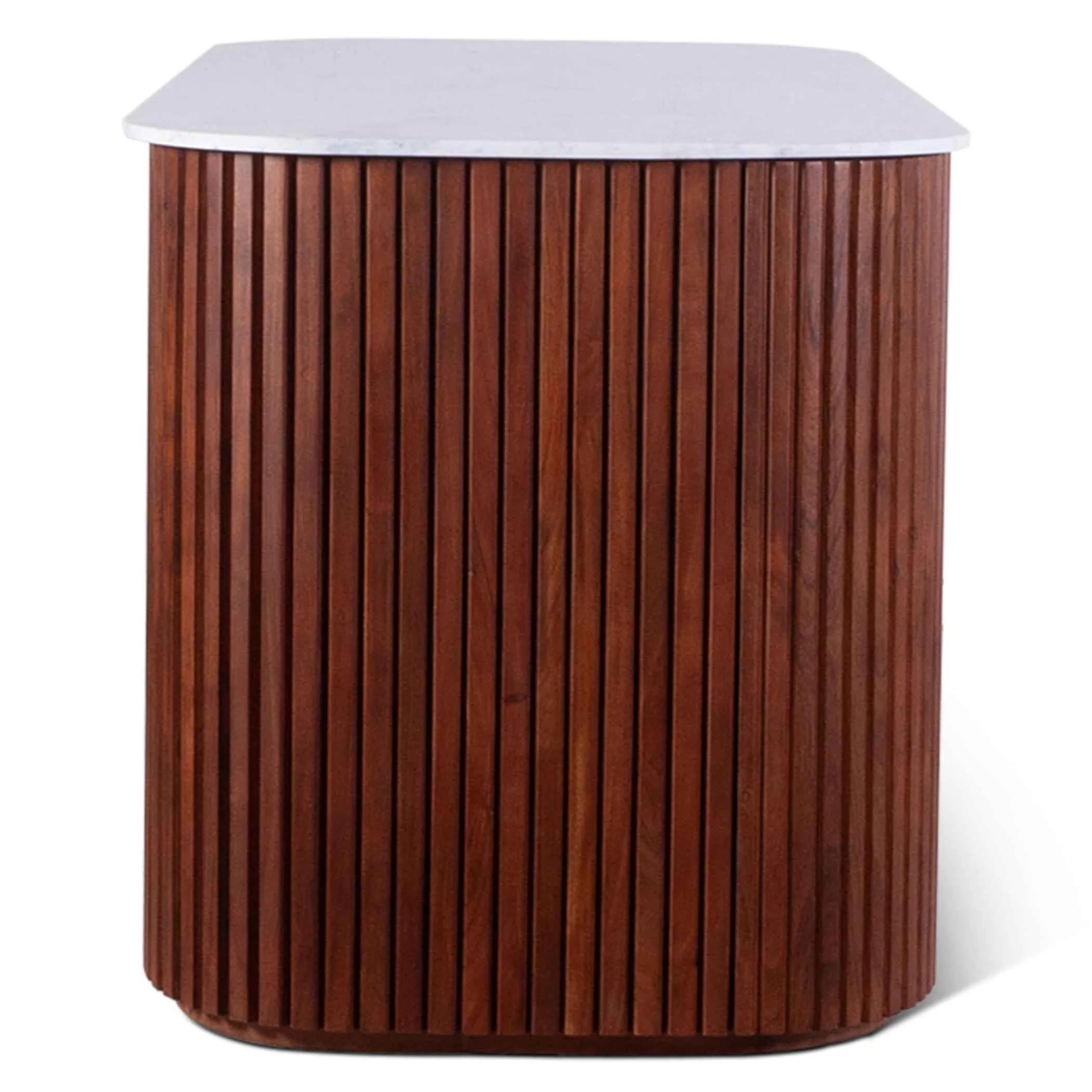 Wales 68" Kitchen Island in Walnut Brown with White Marble Top - Image 4
