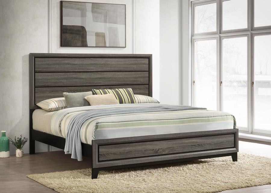 Watson Gray Oak/Black Eastern King Bed