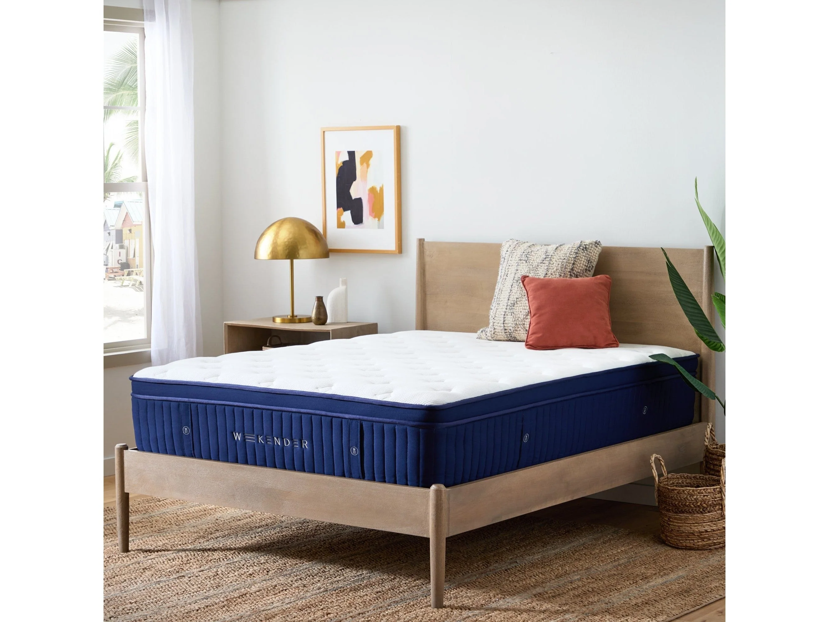 Weekender Blue/White Twin XL 13" Euro Top Hybrid Mattress - Image 2