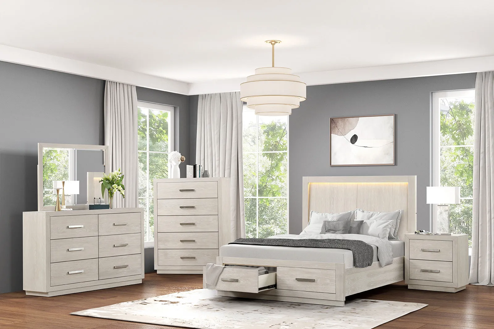 Wellingborough Light Gray Queen Bed - Image 3