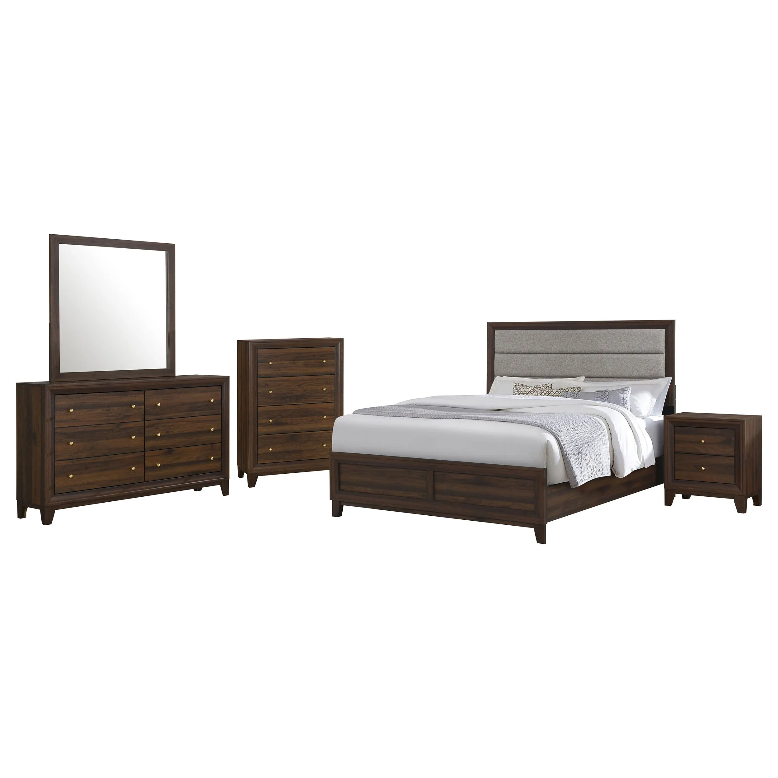 Welsley Walnut 5-piece Eastern King Bedroom Set - Image 2