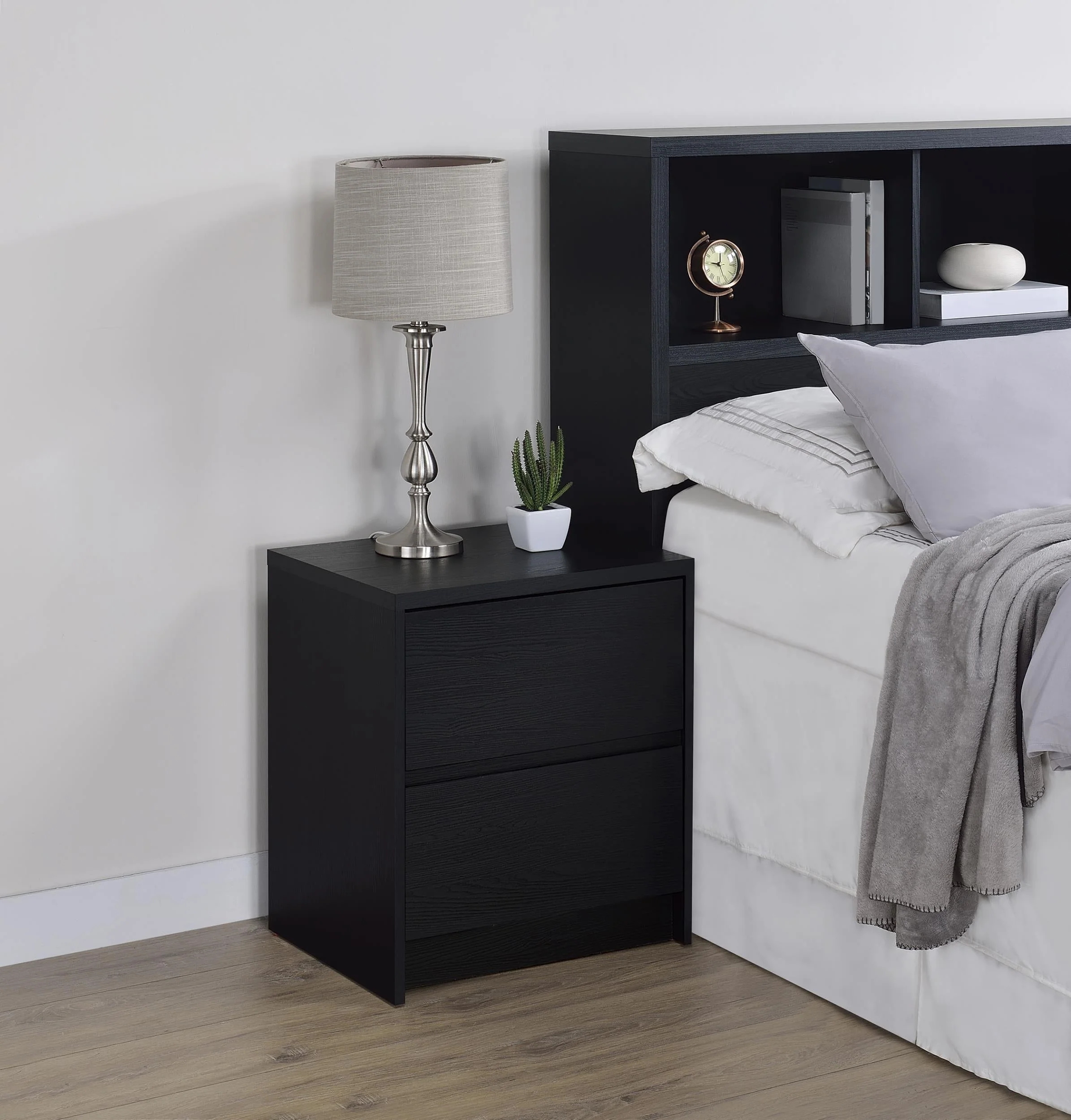 Westpark Black Nightstand with LED Lights and USB Ports