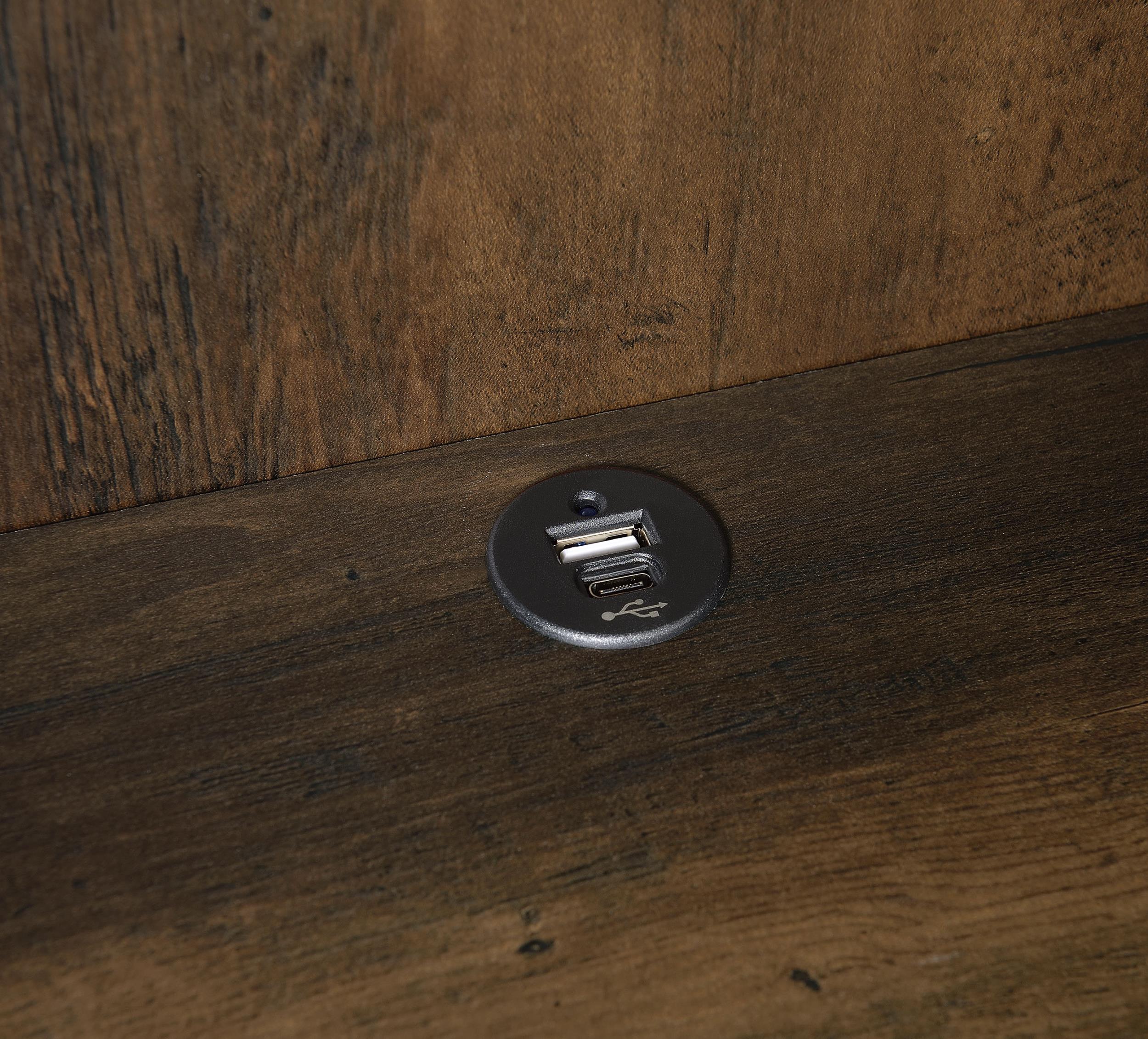 Westpark Dark Pine 3-Shelf Bookcase with Lockable Drawer and USB Ports - Image 11