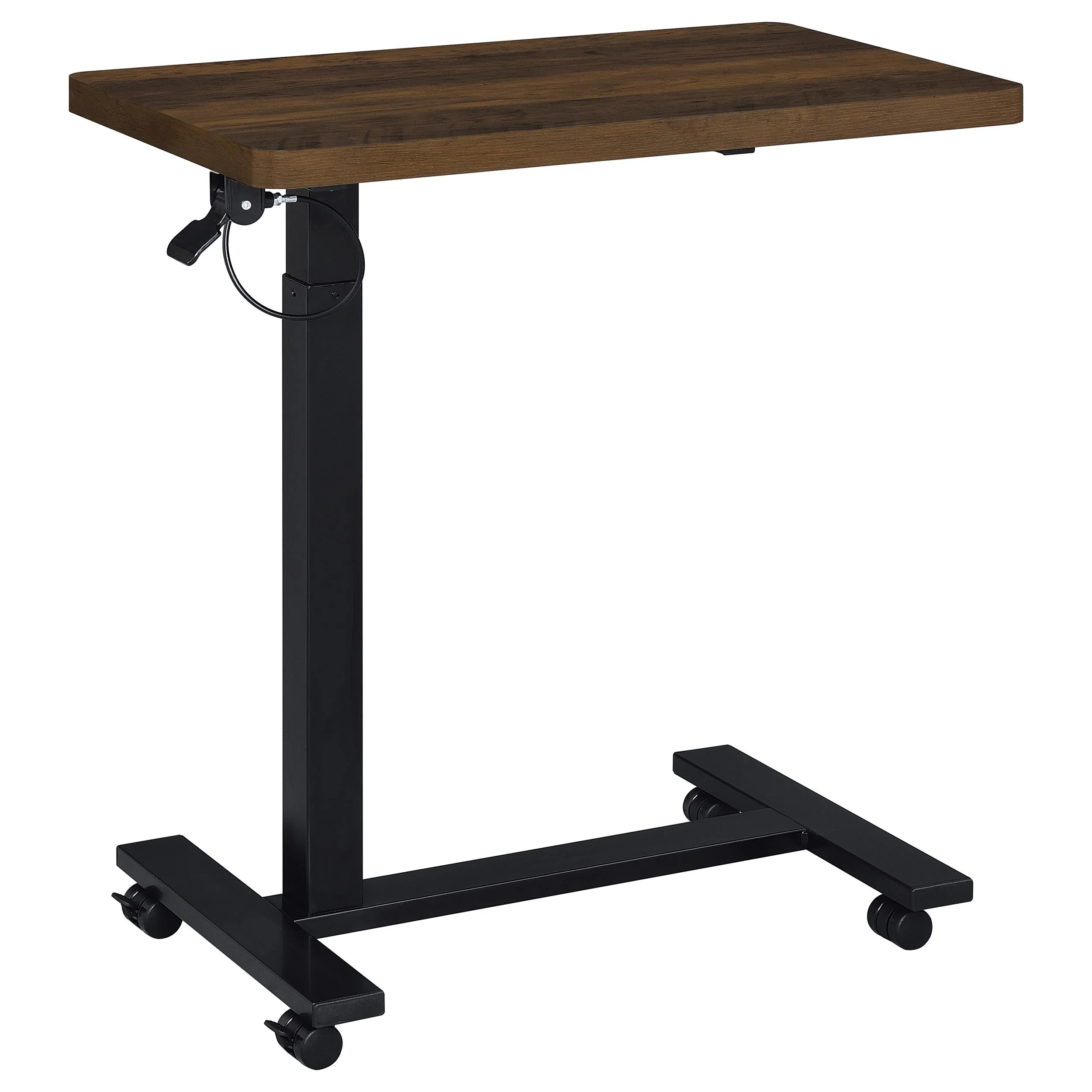 Westpark Dark Pine Pneumatic Adjustable C-Shape Side Table with Casters - Image 2