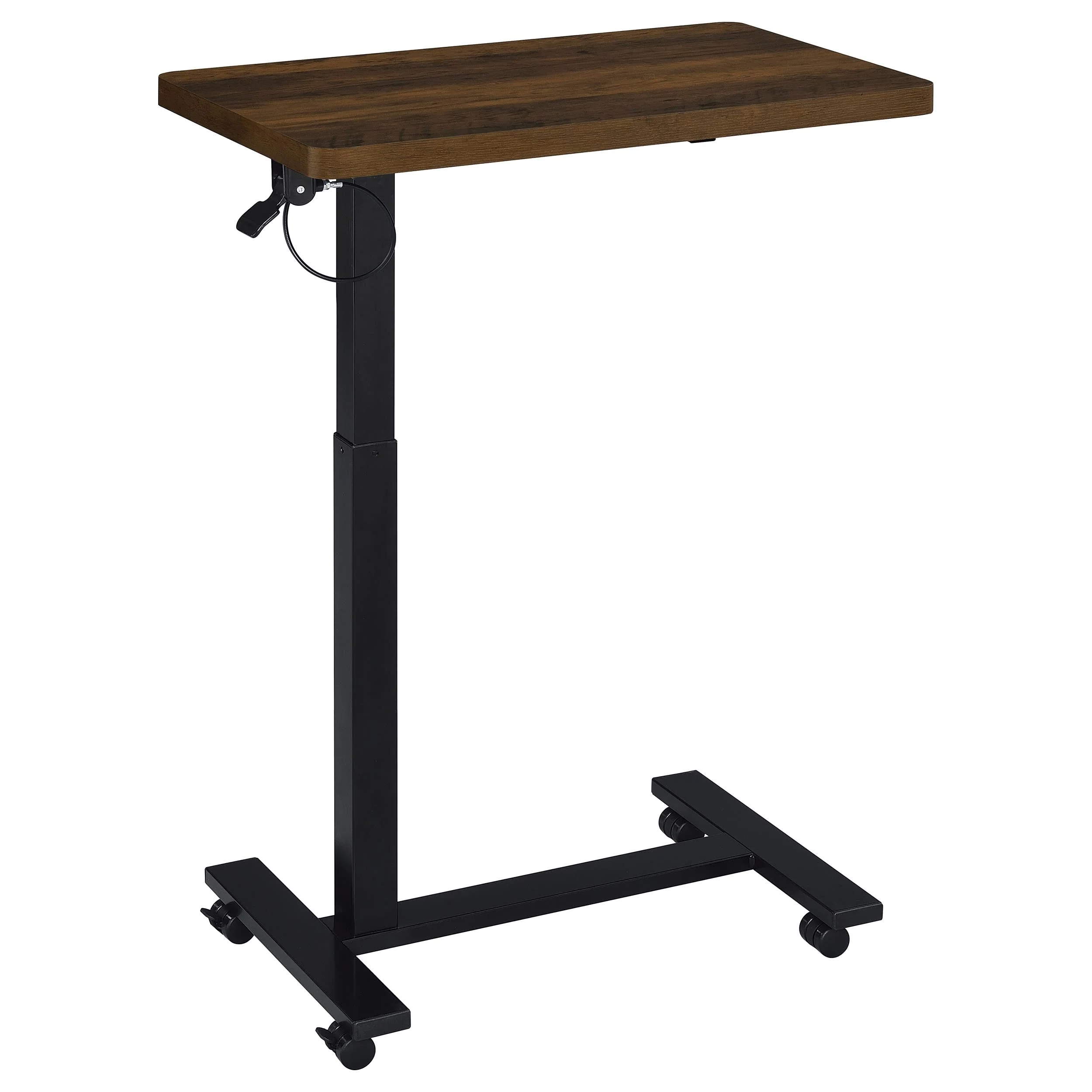 Westpark Dark Pine Pneumatic Adjustable C-Shape Side Table with Casters - Image 4