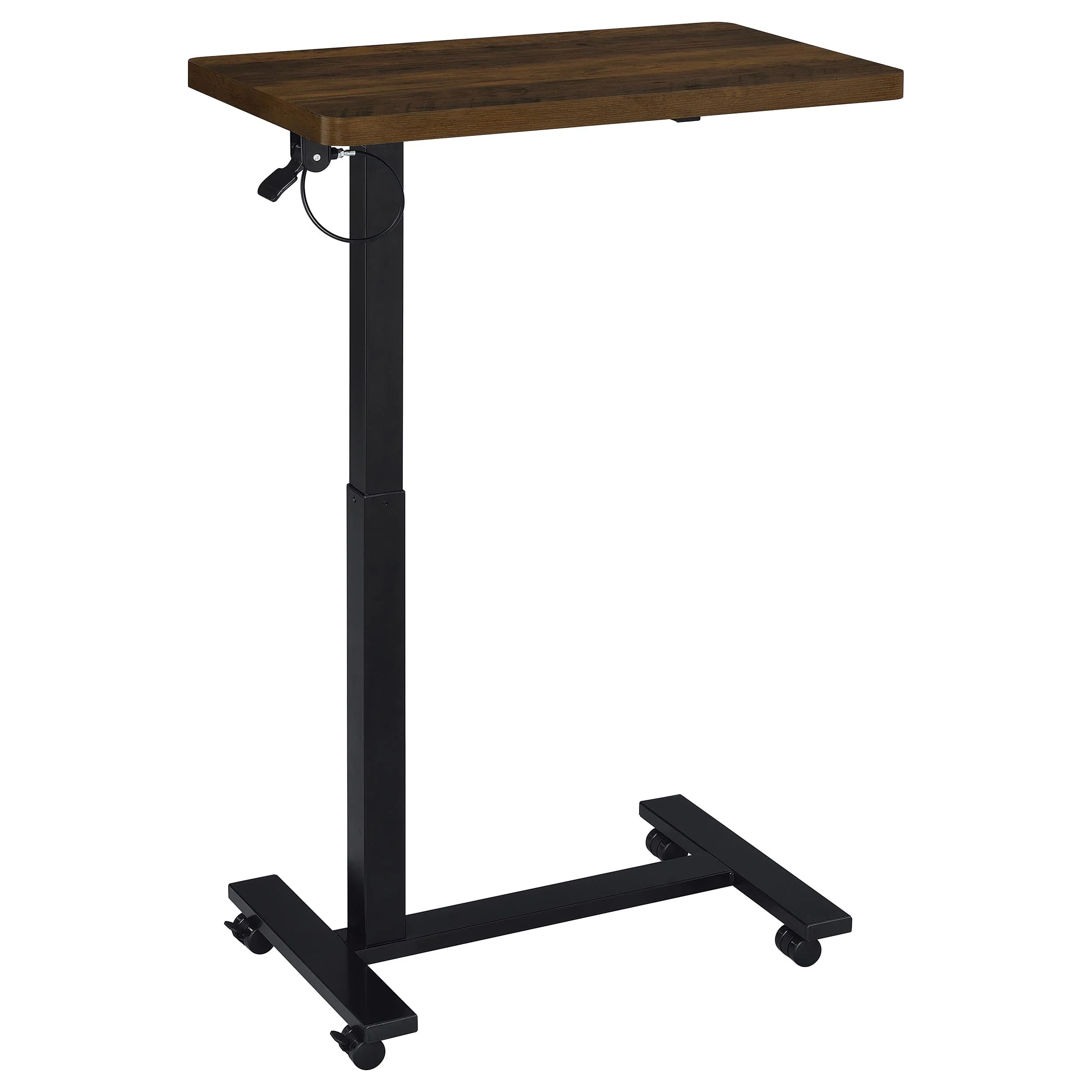 Westpark Dark Pine Pneumatic Adjustable C-Shape Side Table with Casters - Image 5