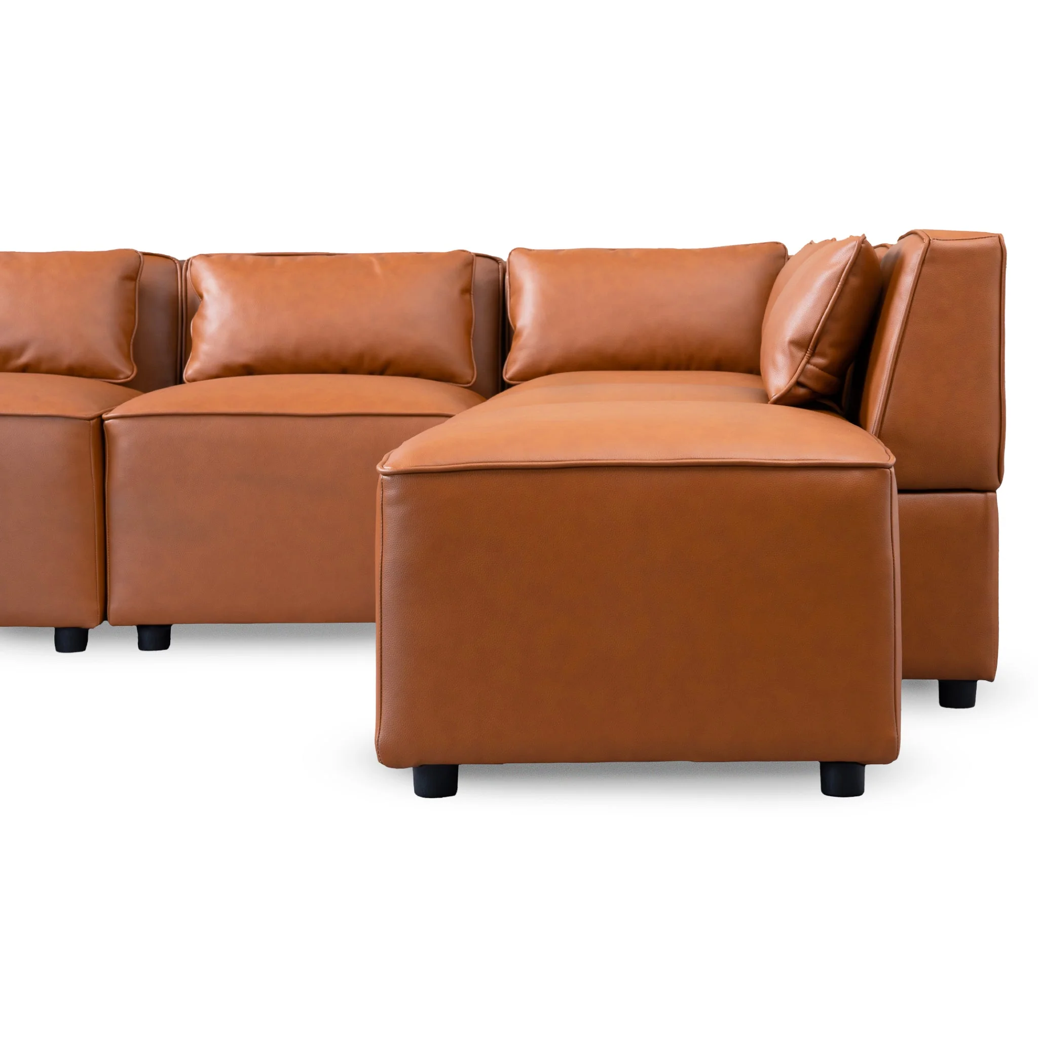 Wexford Cognac Vegan Leather Modular Sofa - Image 4