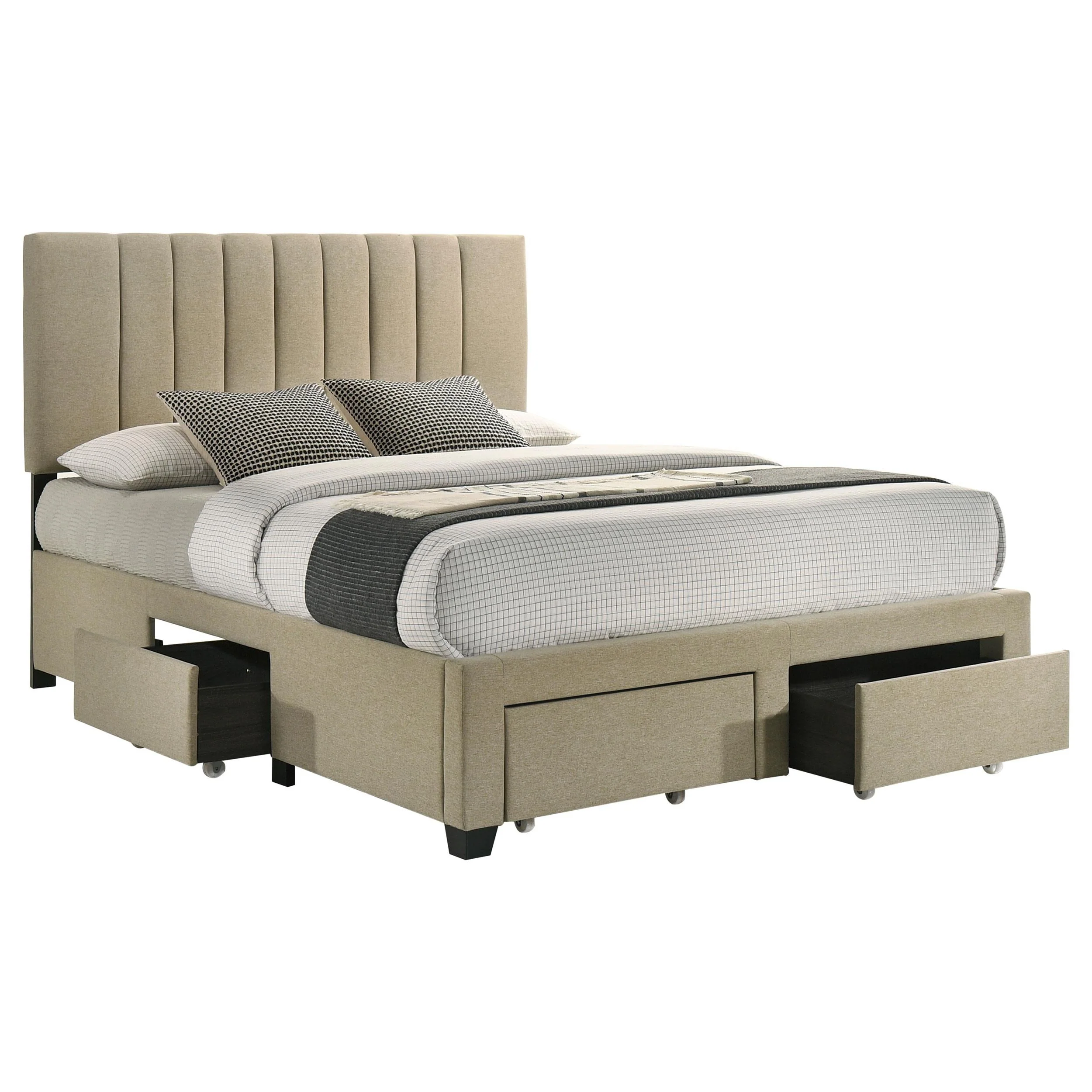 Wheatland Brown 4-Drawer Upholstered Eastern King Storage Bed - Image 3