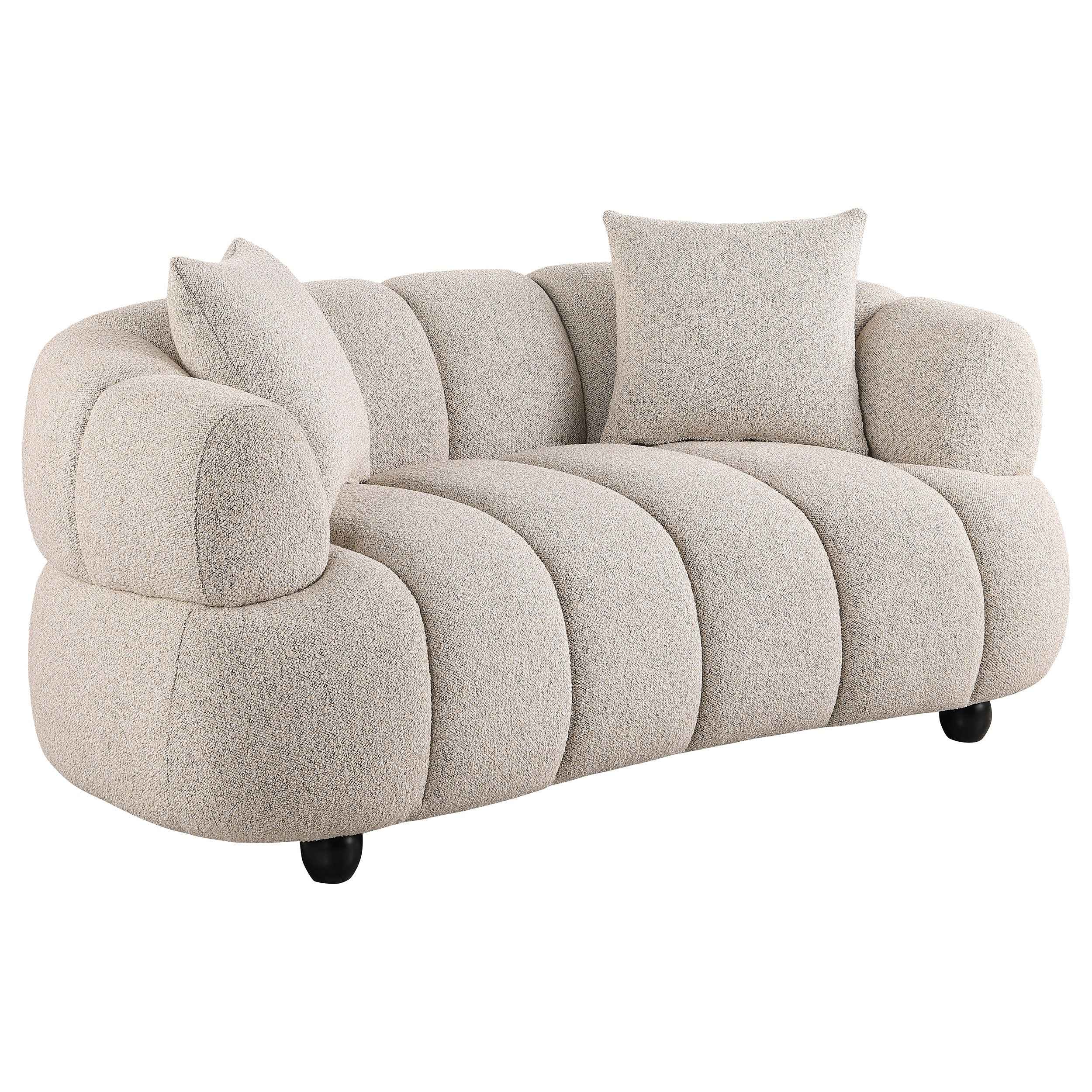 Whitney Pebble 2-Piece Contemporary Channel Tufted Woven Fabric Sofa Set - Image 4
