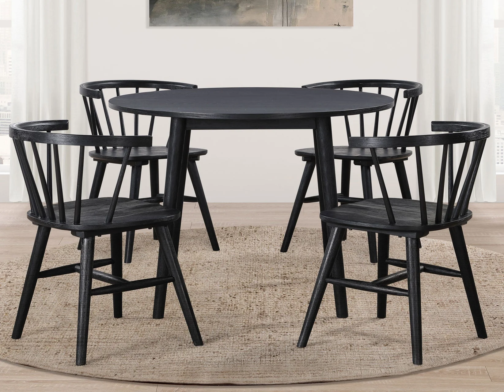 Willow Black Round Dining Room Set