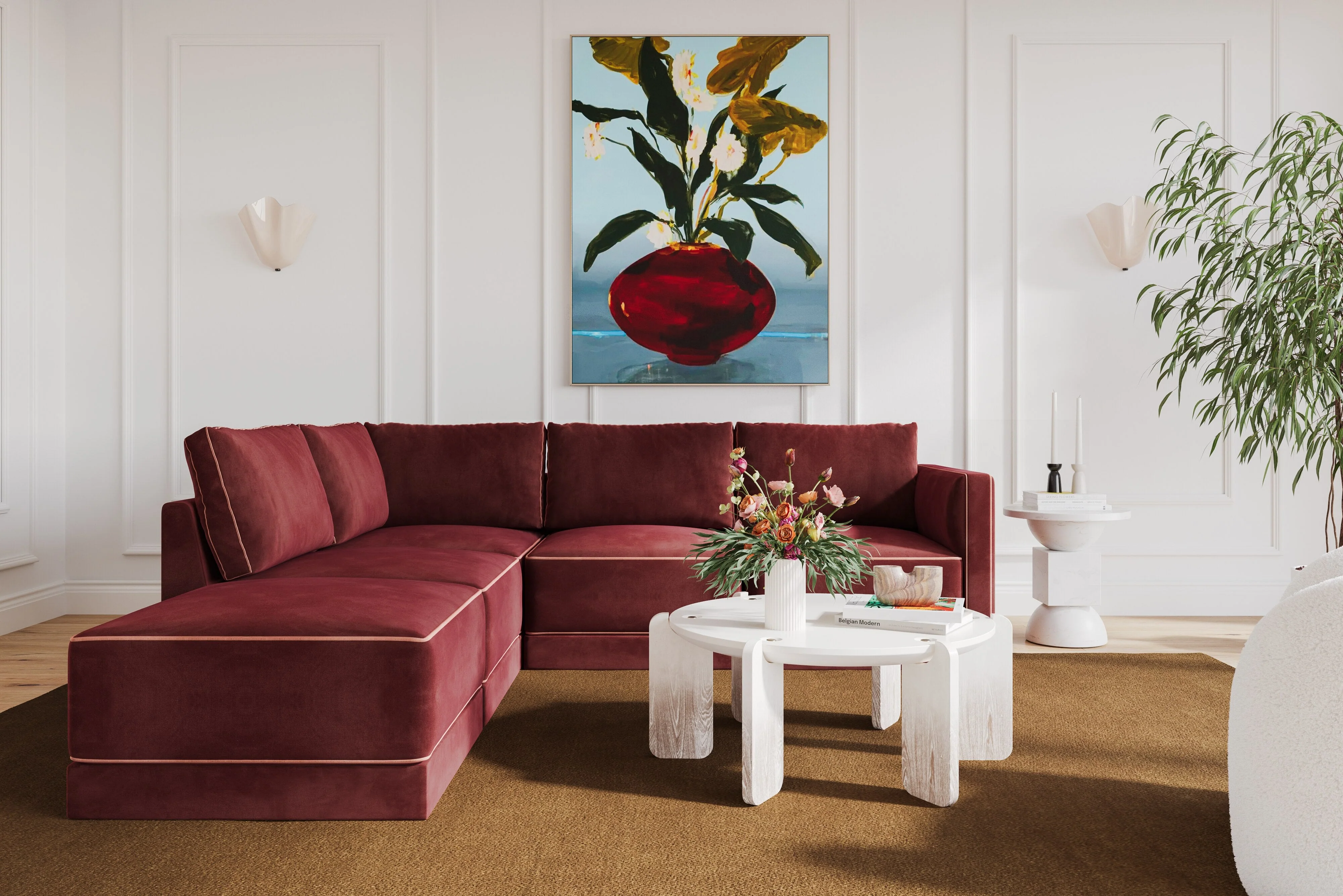 Willow Velvet Modular Left Arm Facing (LAF) Sectional - Image 2