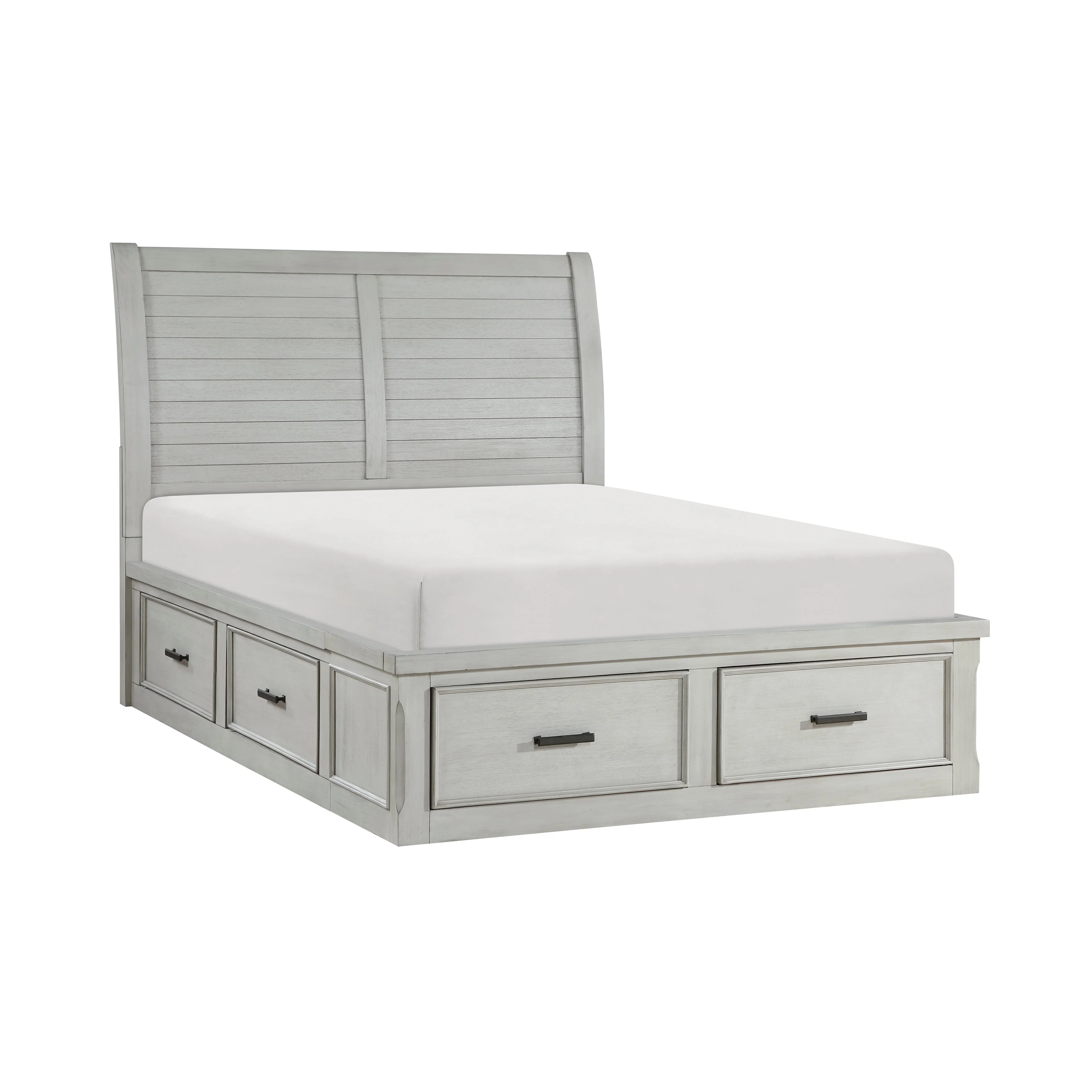 Willowbrook Light Gray California King Platform Bed with Storage Footboard and Side Rails - Image 3
