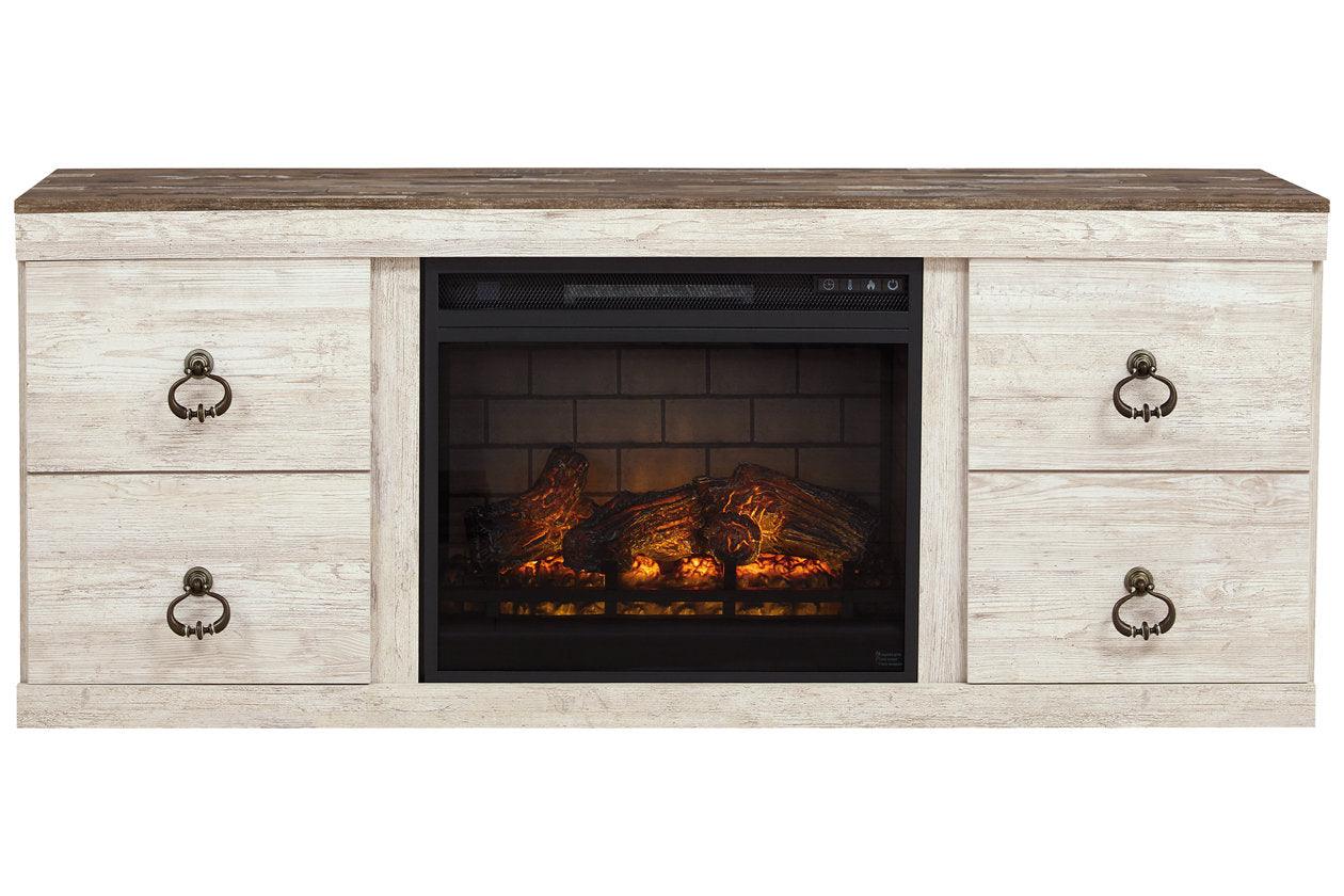 Willowton Whitewash TV Stand with Electric Fireplace - Image 2